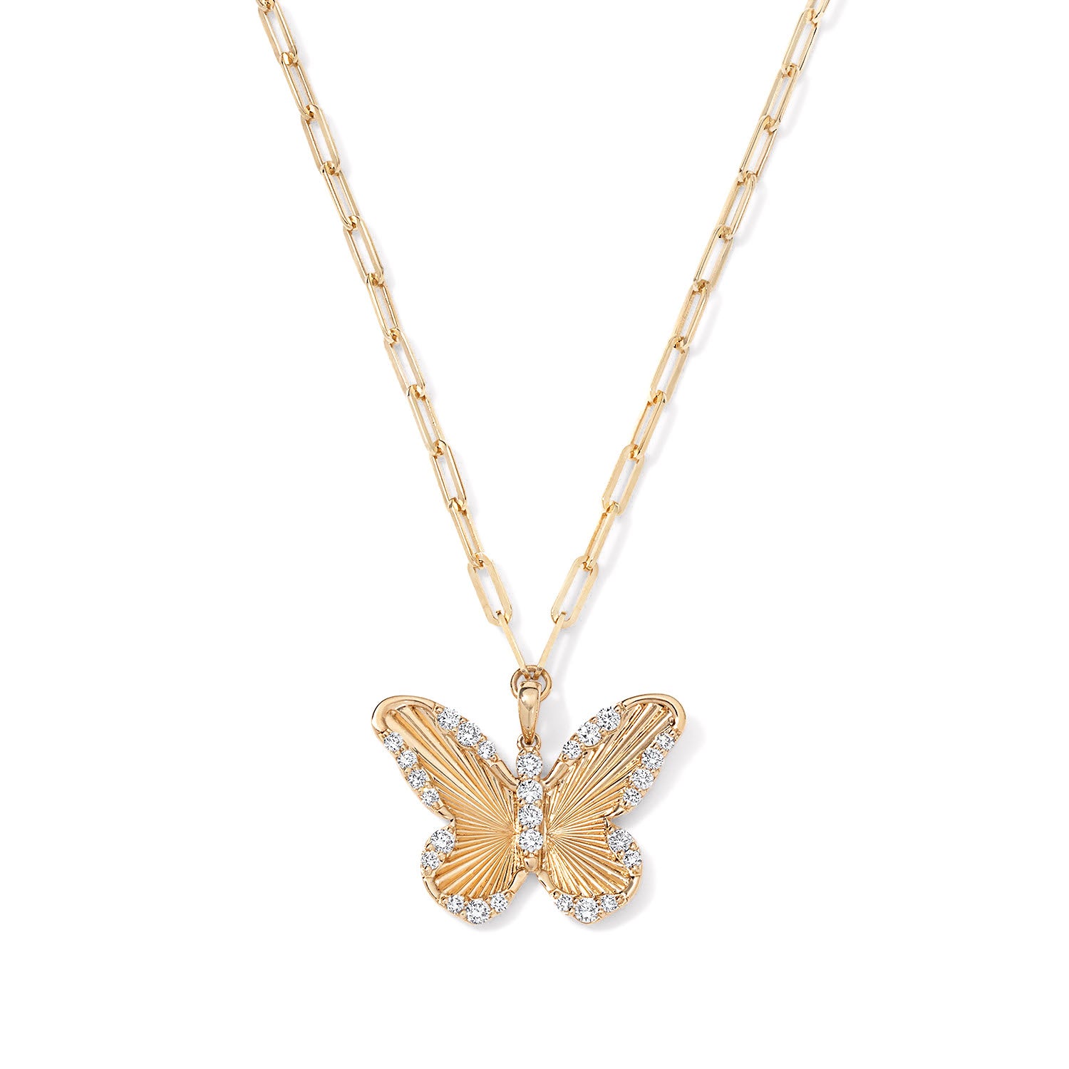 Gold and Diamond Butterfly Necklace