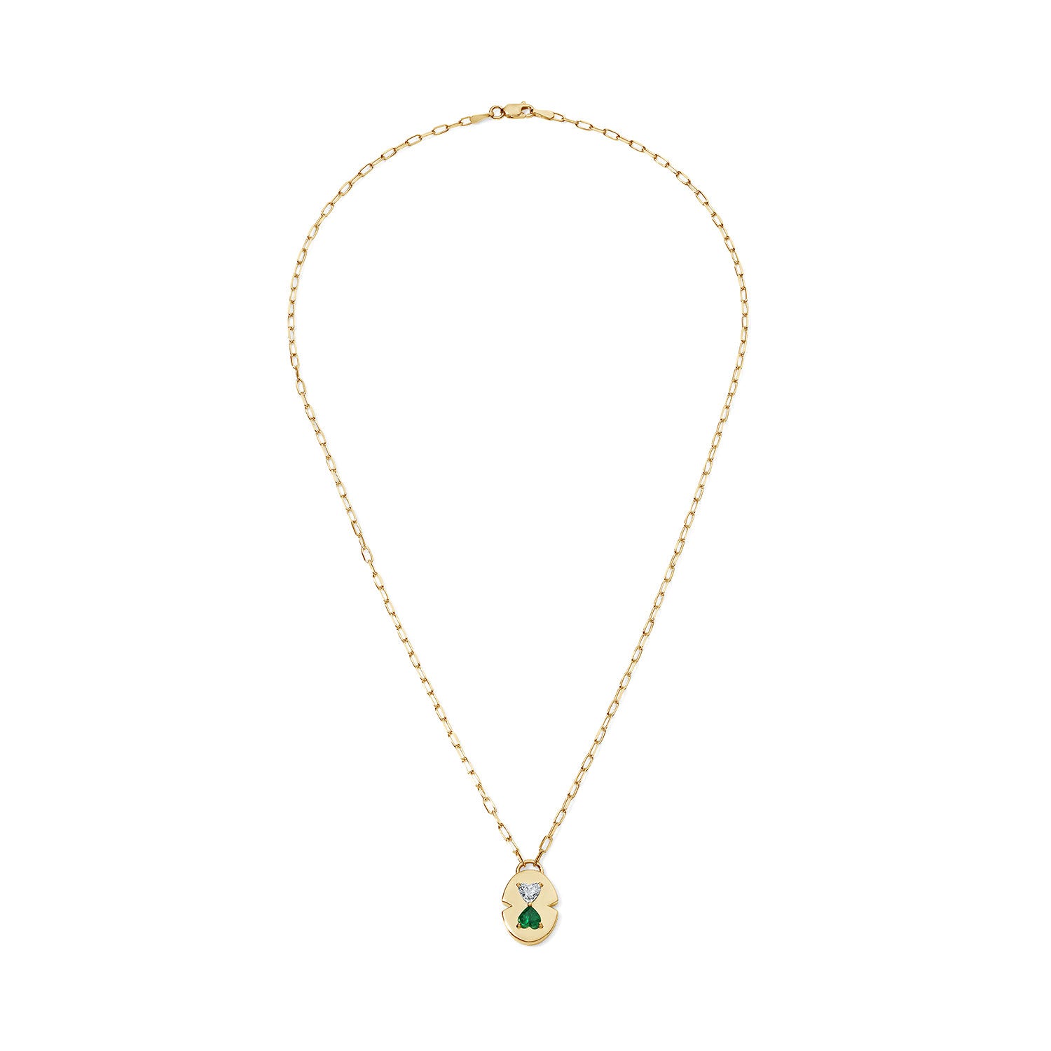 Diamond and Emerald Medallion Necklace