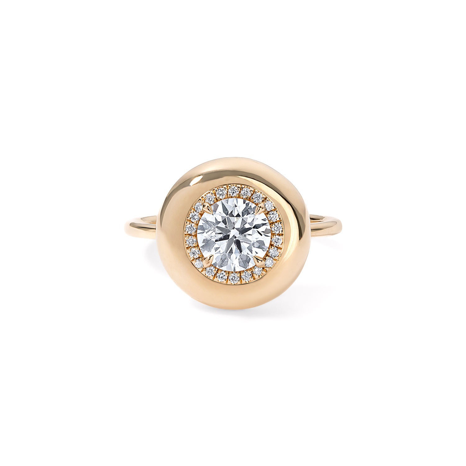 1.21CT Round Diamond Button Engagement Ring