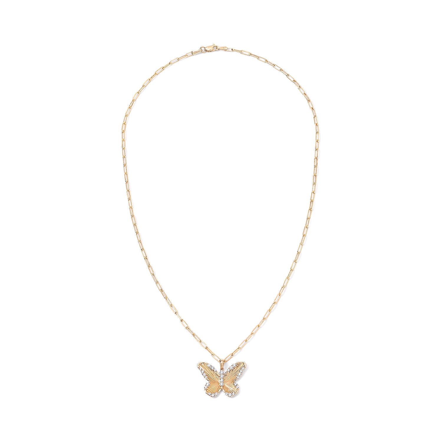 Butterfly Blush 14KT Pure Gold & Diamond Necklace
