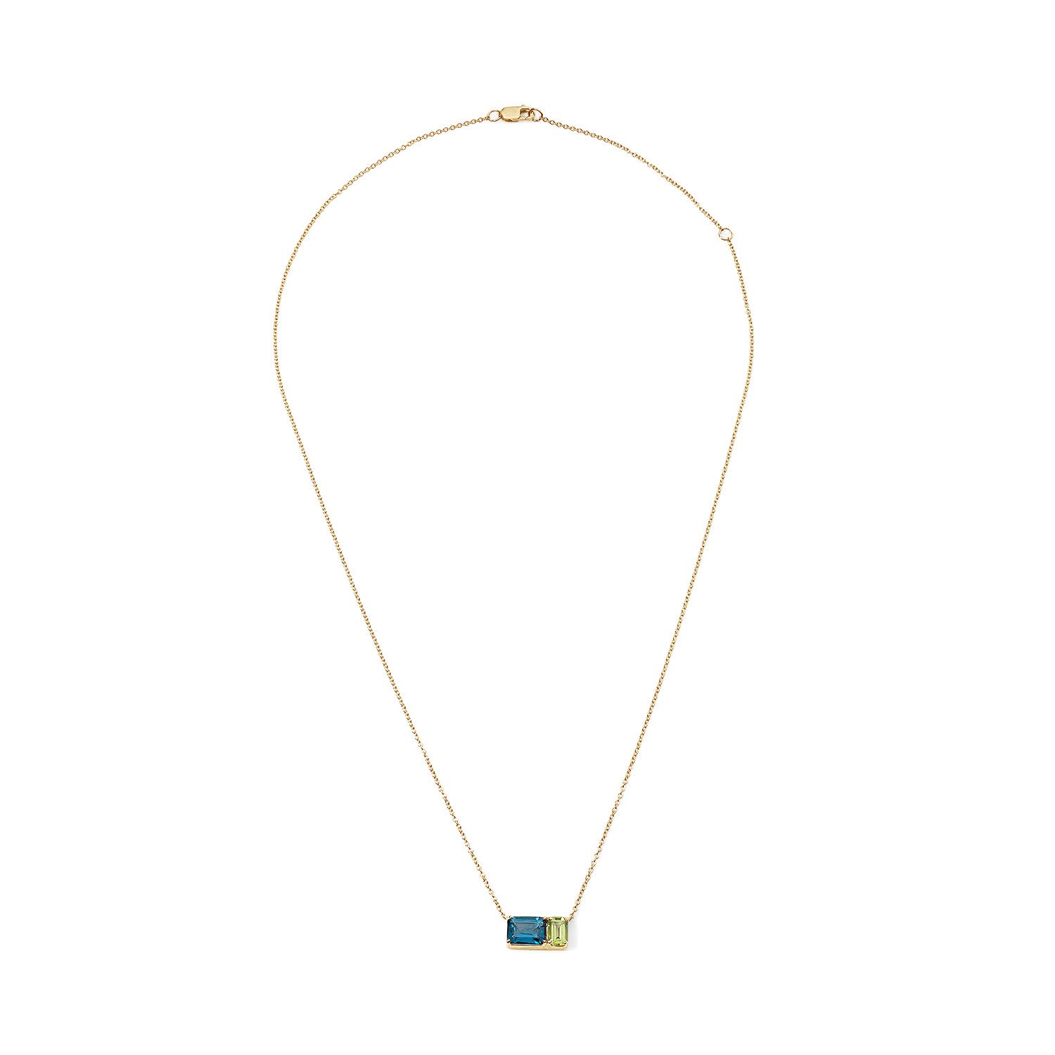 London Blue Topaz and Peridot Emerald Cut Necklace