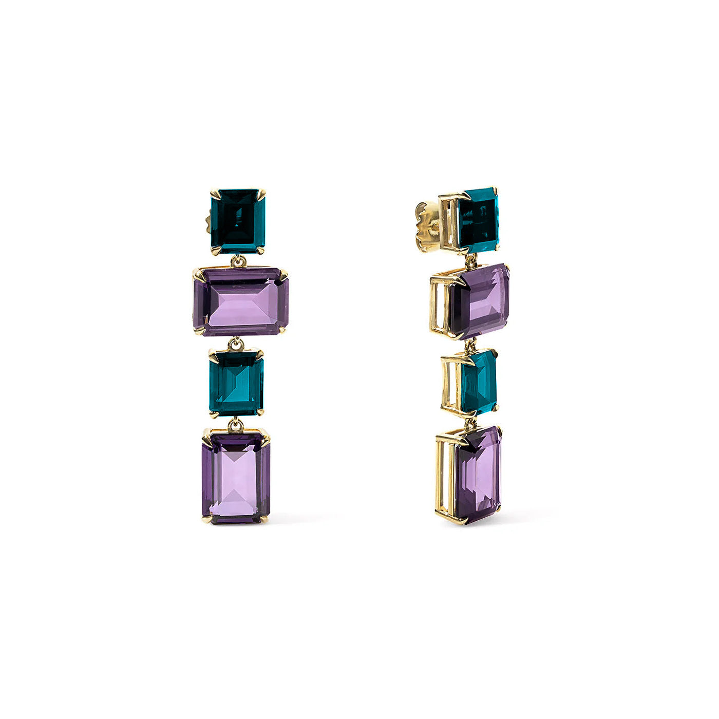 Amethyst and Blue Topaz Statement Earrings