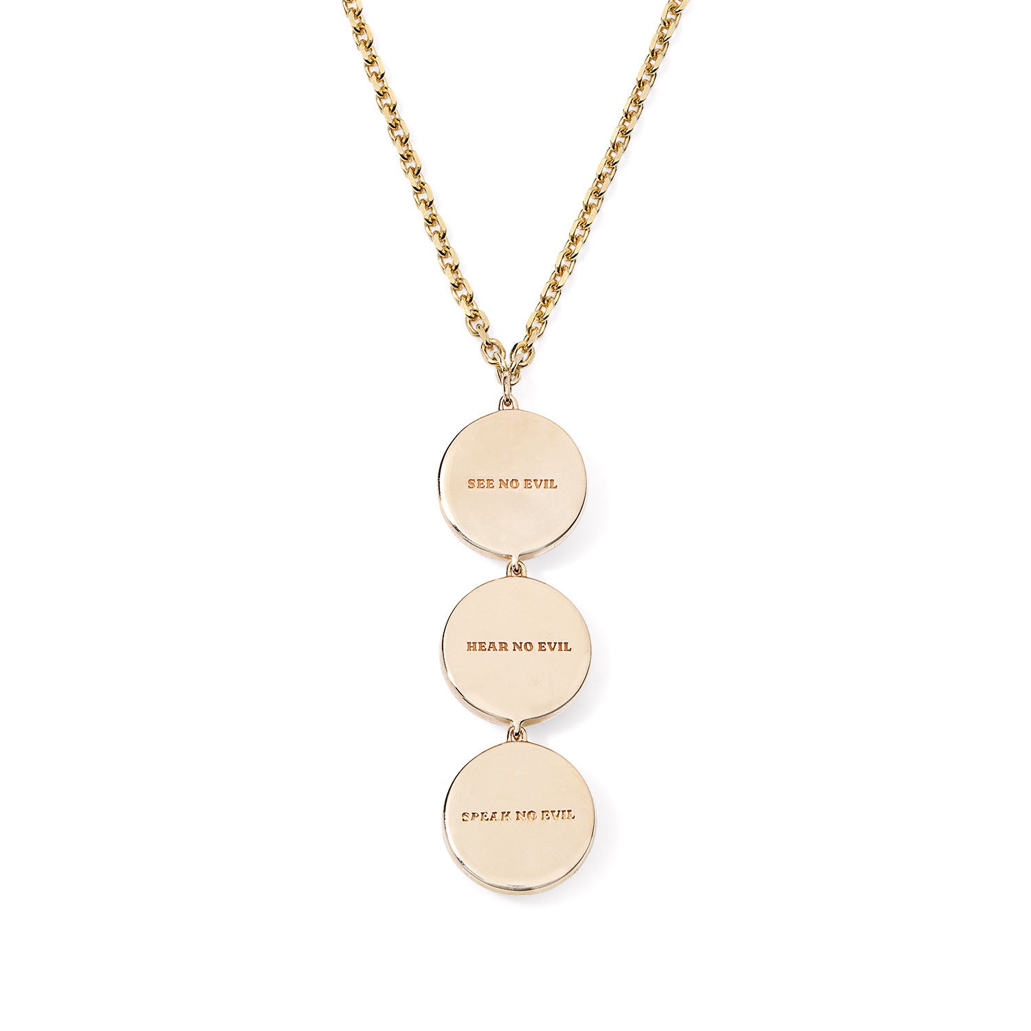 Gold Wise Monkey Medallion Drop Necklace