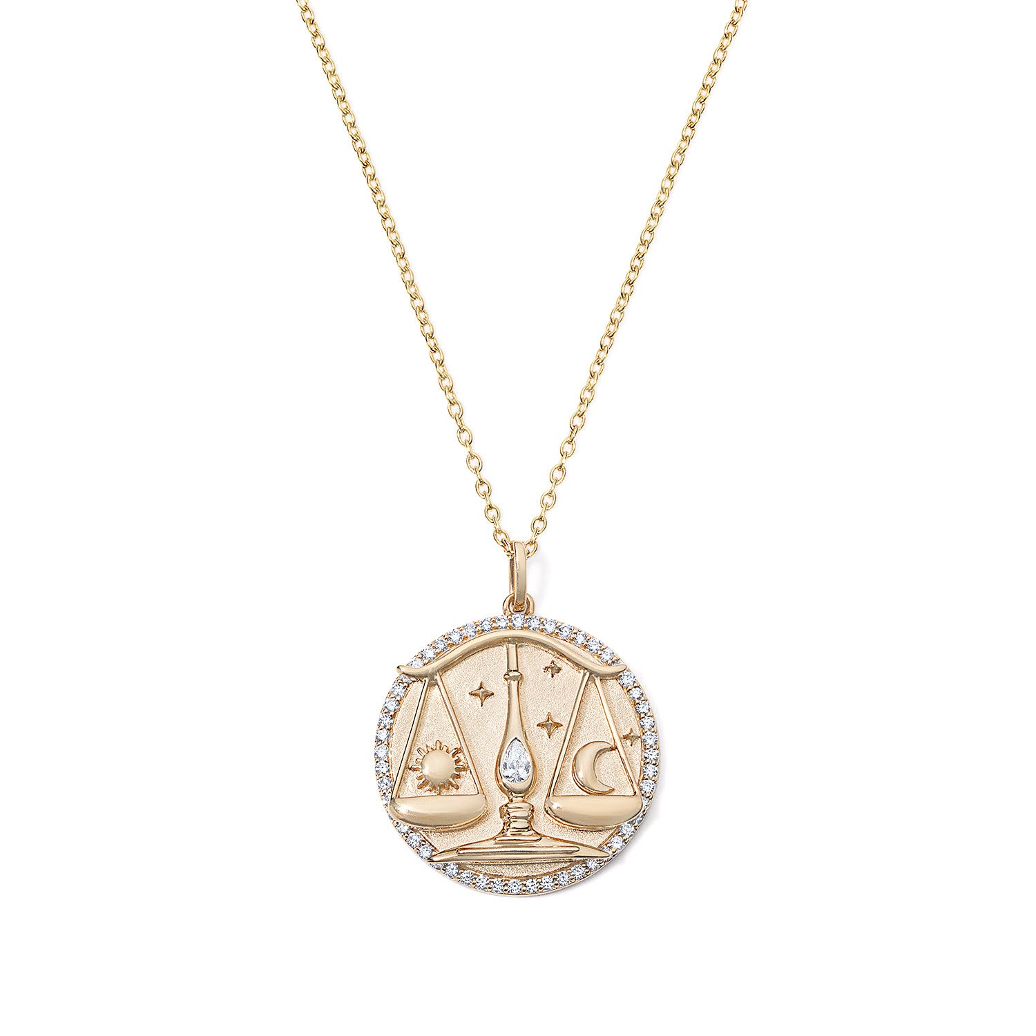 Gold and Diamond Libra Necklace