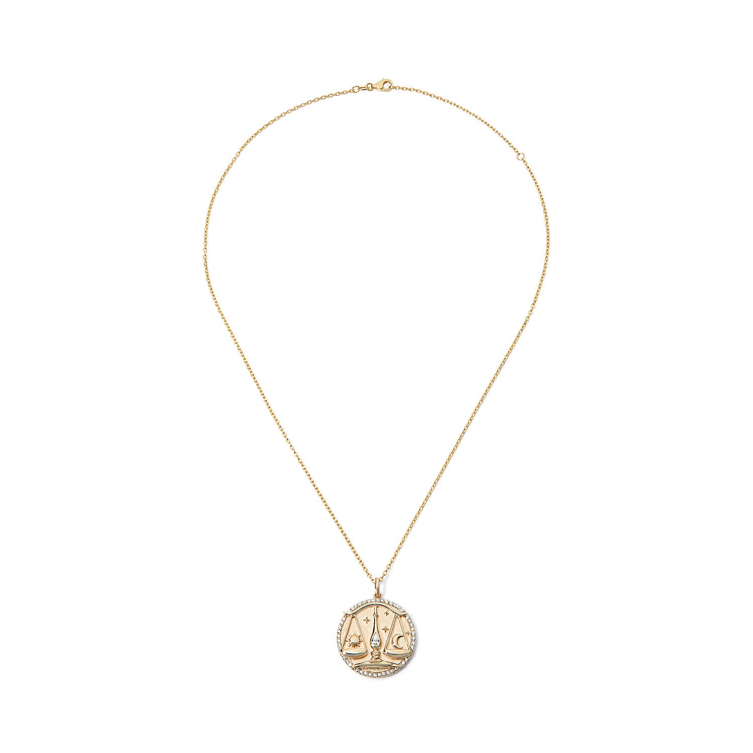 Gold and Diamond Libra Necklace