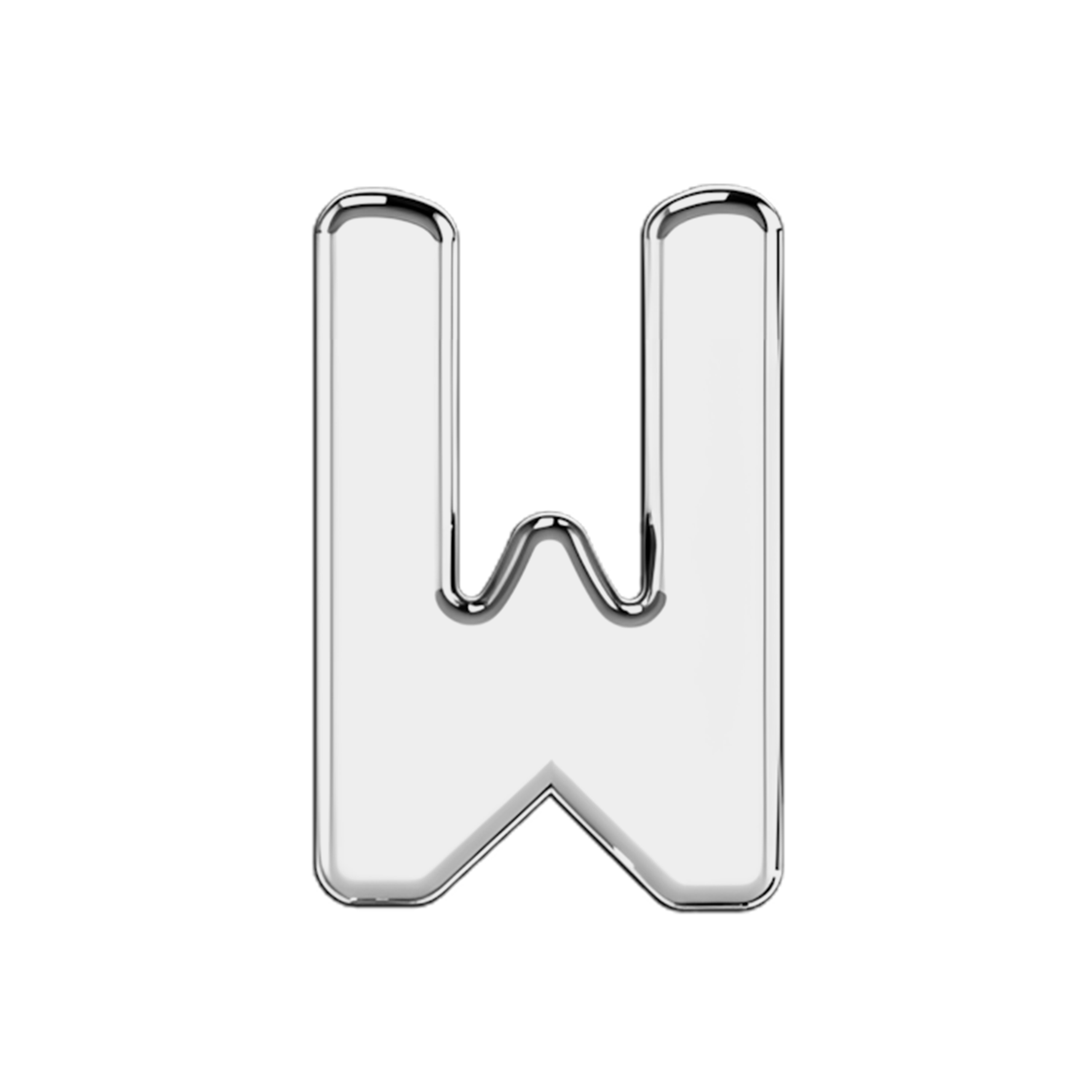 Slider Solid Letter W Charm