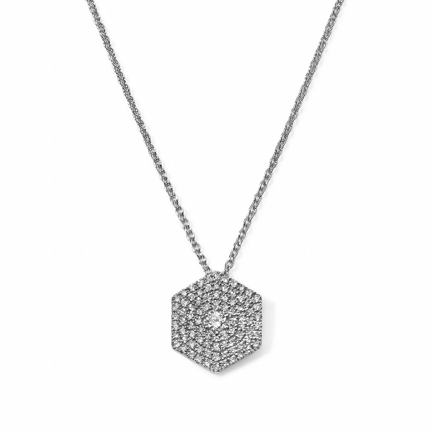 Heartfelt Gold and Diamond Hexagon Necklace