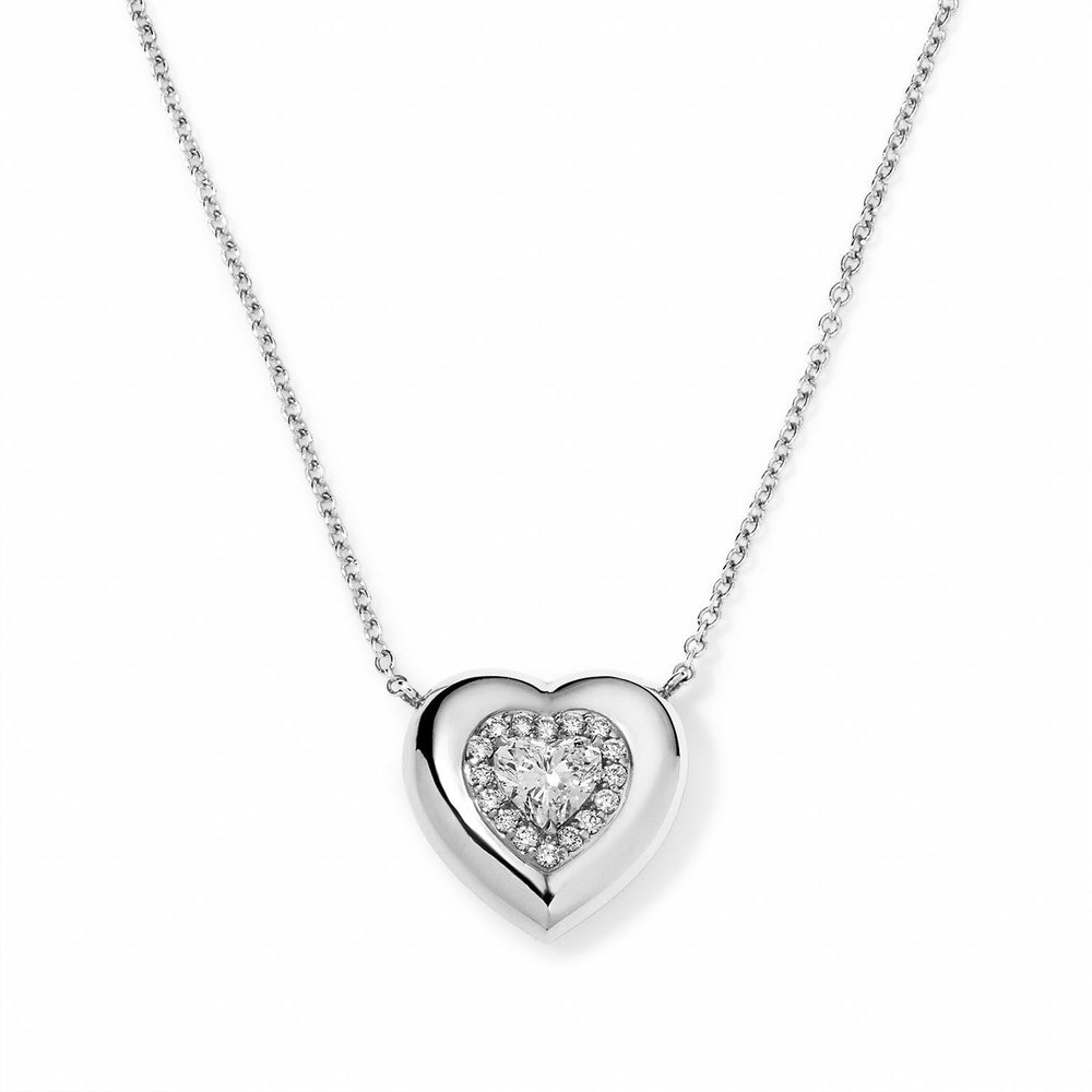 Mini Diamond Heart Button Necklace