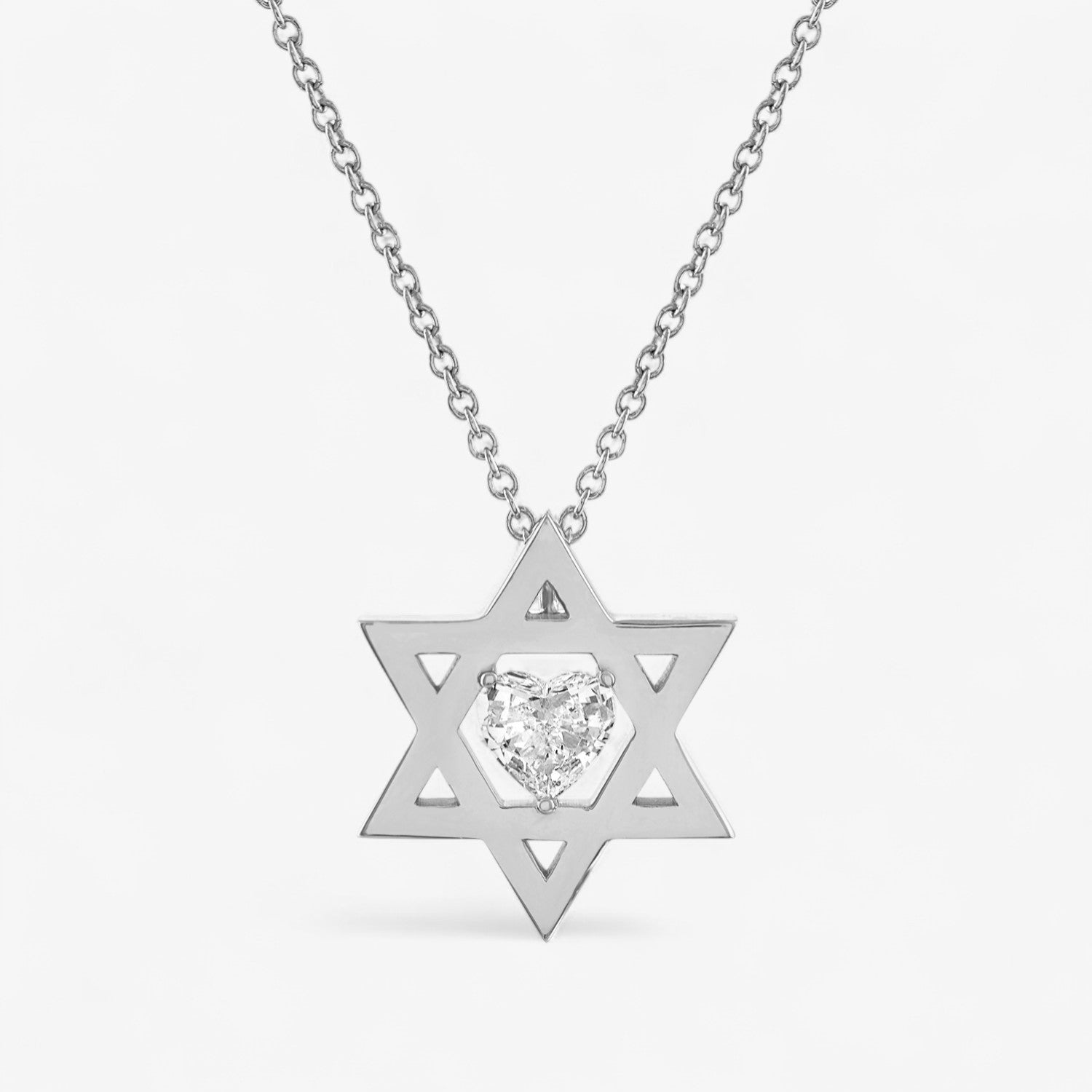 Floating Diamond Heart Star of David