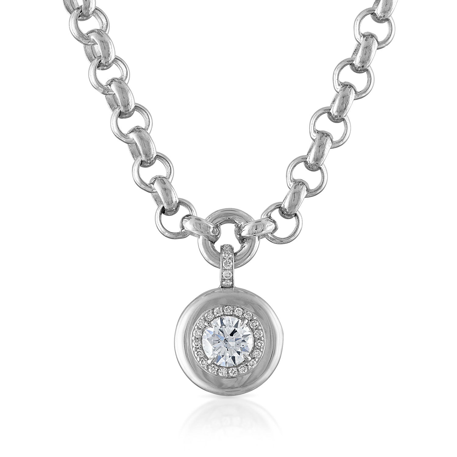 Mini Diamond Button Rolo Chain Necklace