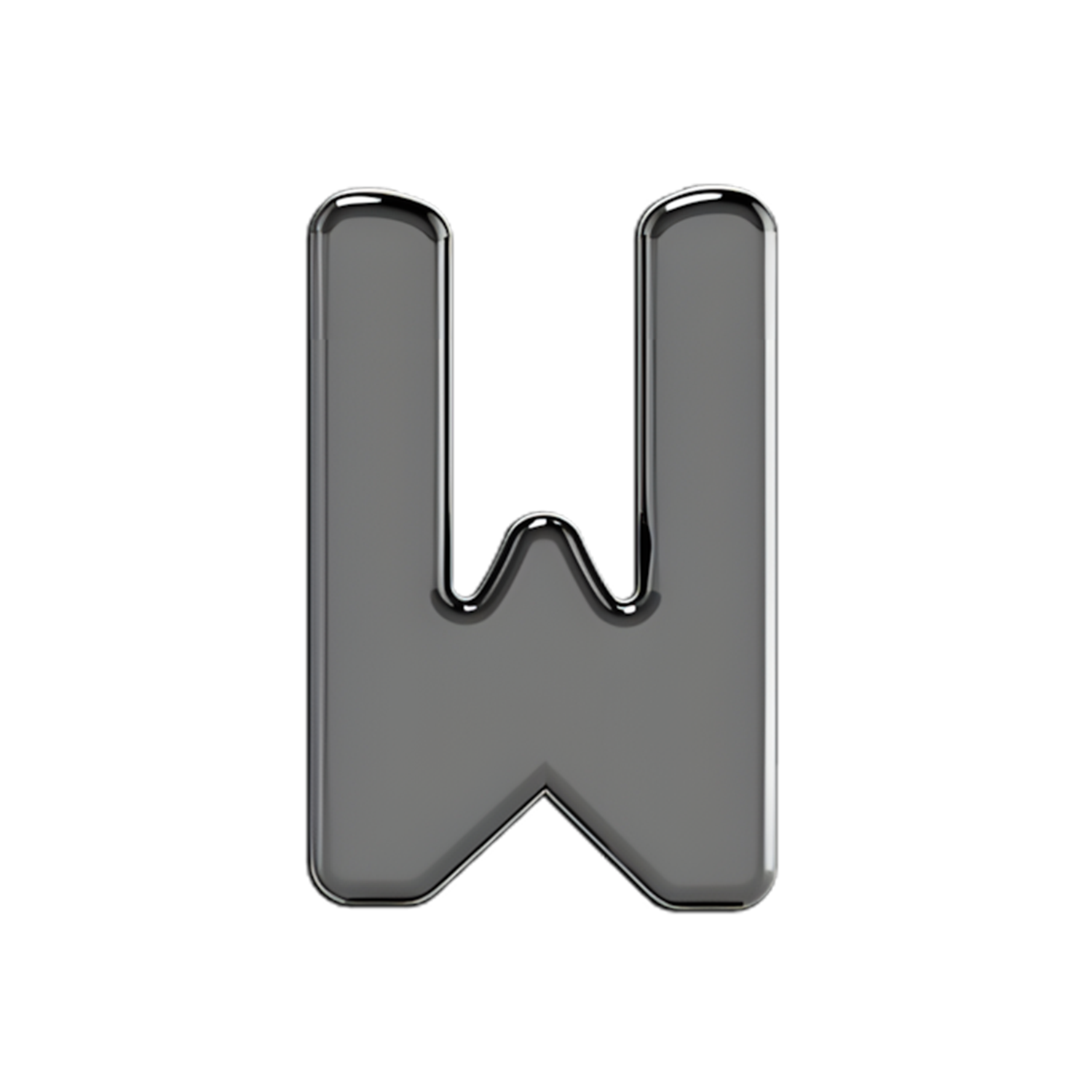 Slider Solid Letter W Charm