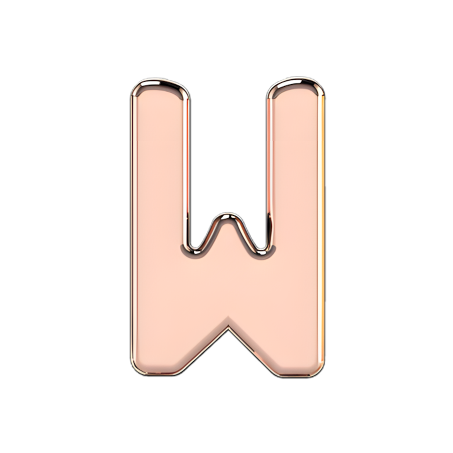 Slider Solid Letter W Charm