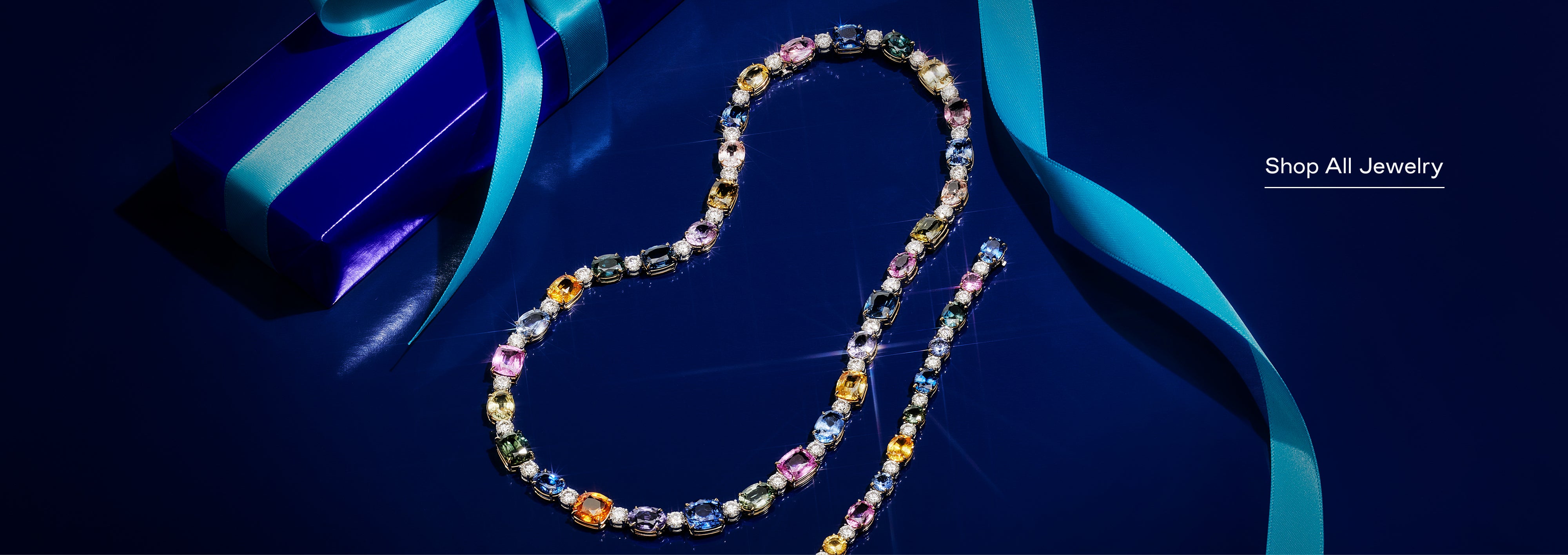 Multi-color gemstone and diamond necklace