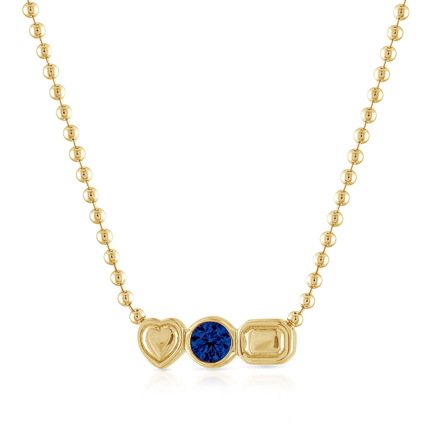Fancy Bezel Gold and Birthstone Necklace