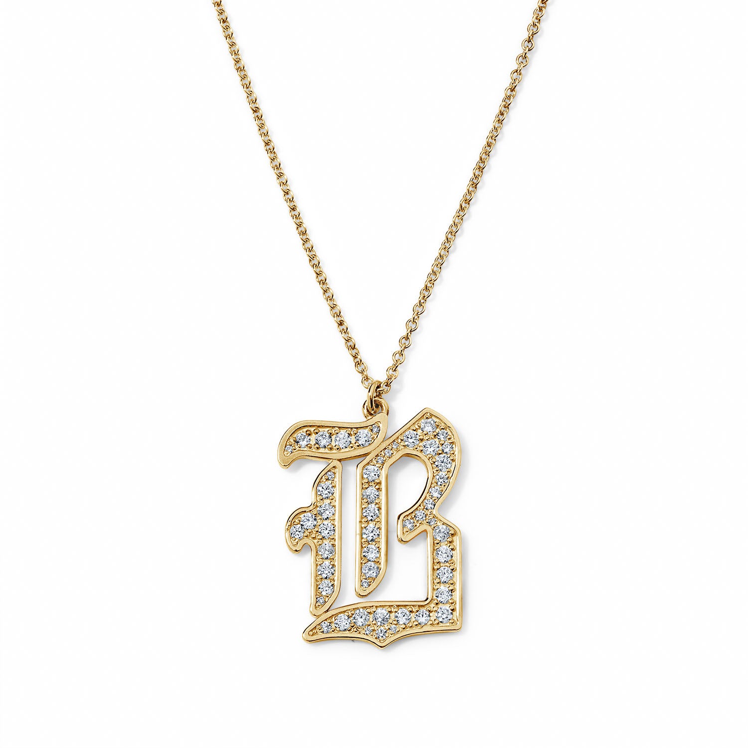 Victorian Gold and Diamond Jumbo Initial Necklace