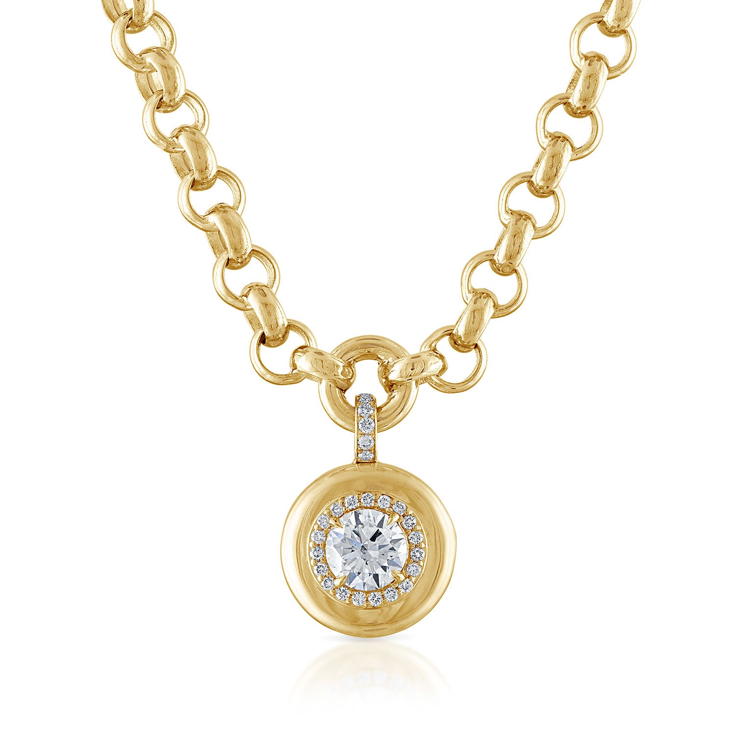 Mini Diamond Button Rolo Chain Necklace