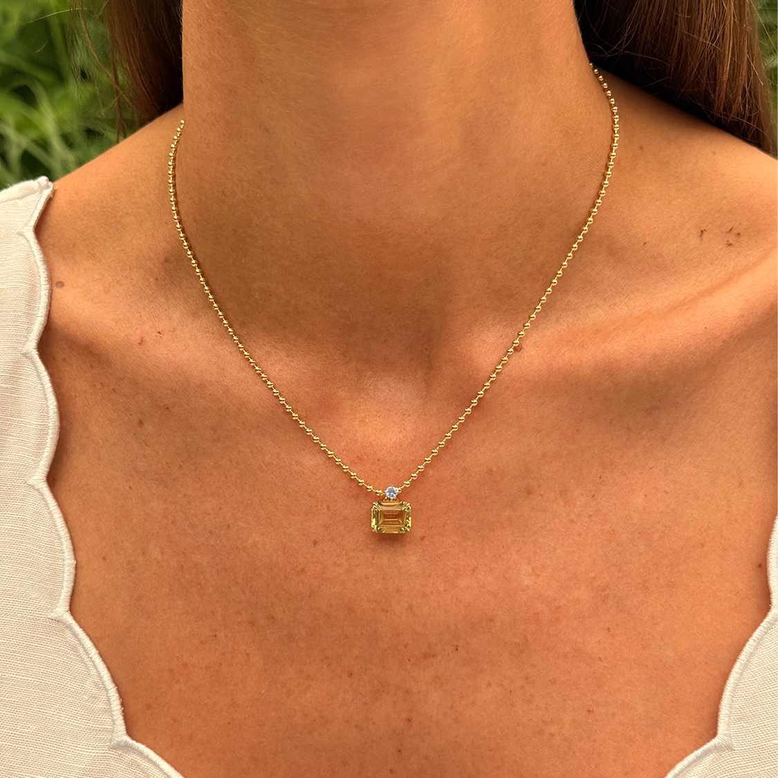 Candy Confetti Emerald Cut Lemon Quartz Pendant