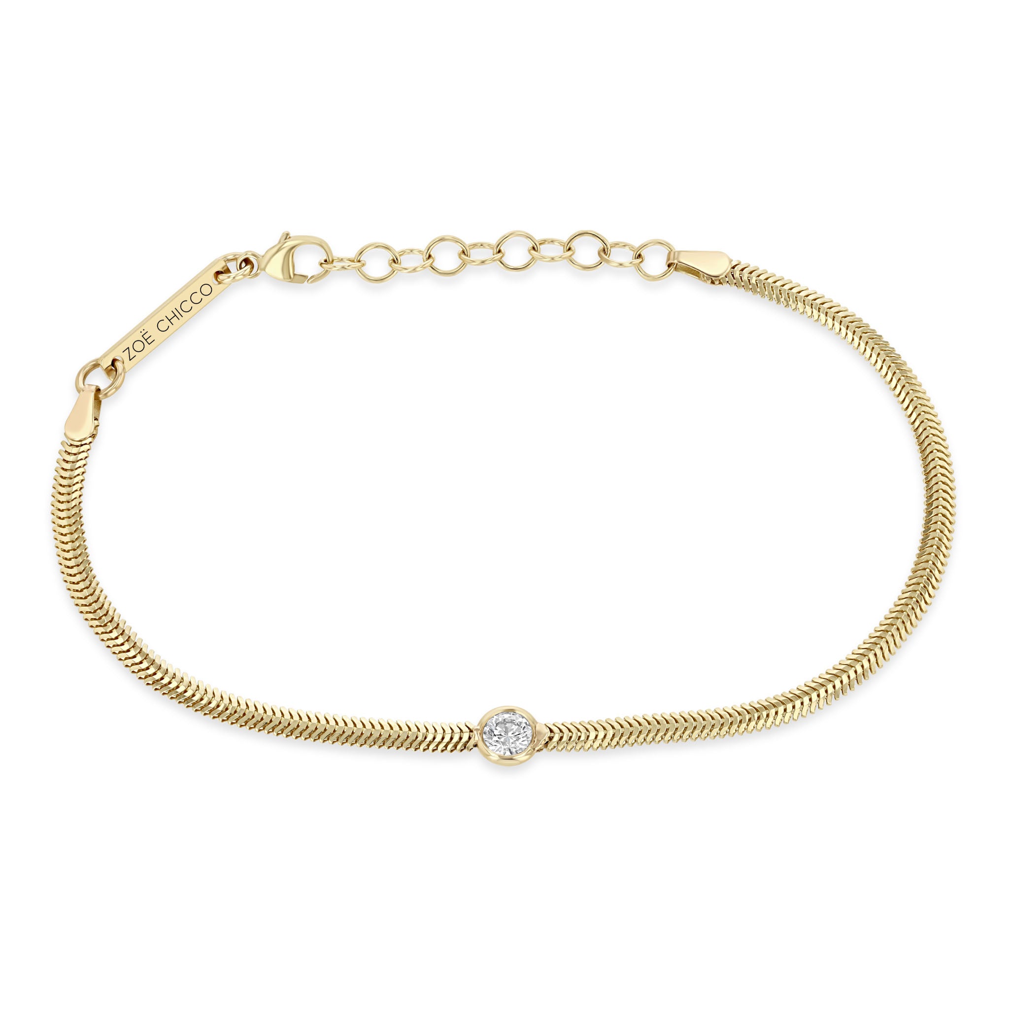 Snake Chain with Floating Diamond Bracelet