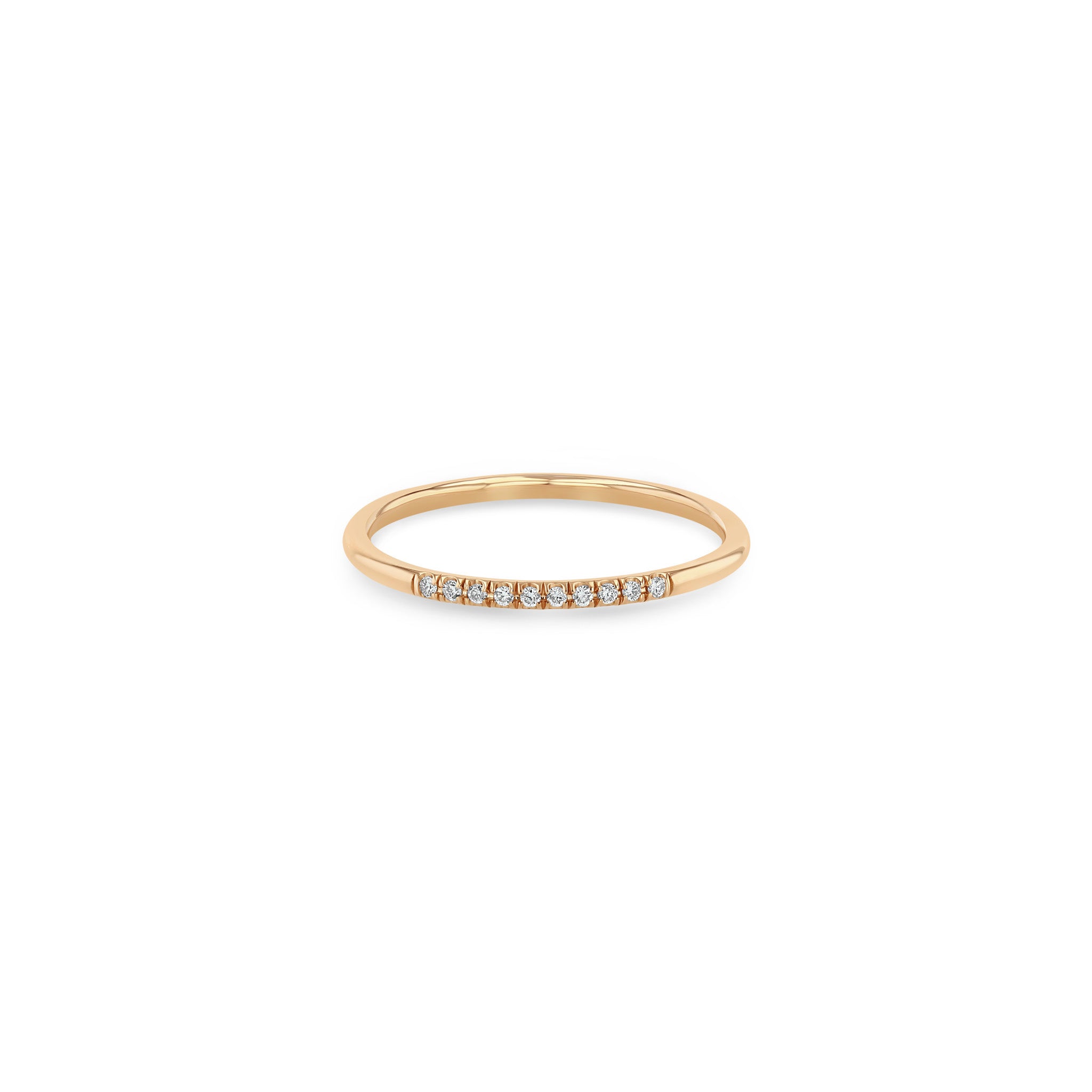 Gold Band Ring with 10 Pave Set Diamonds