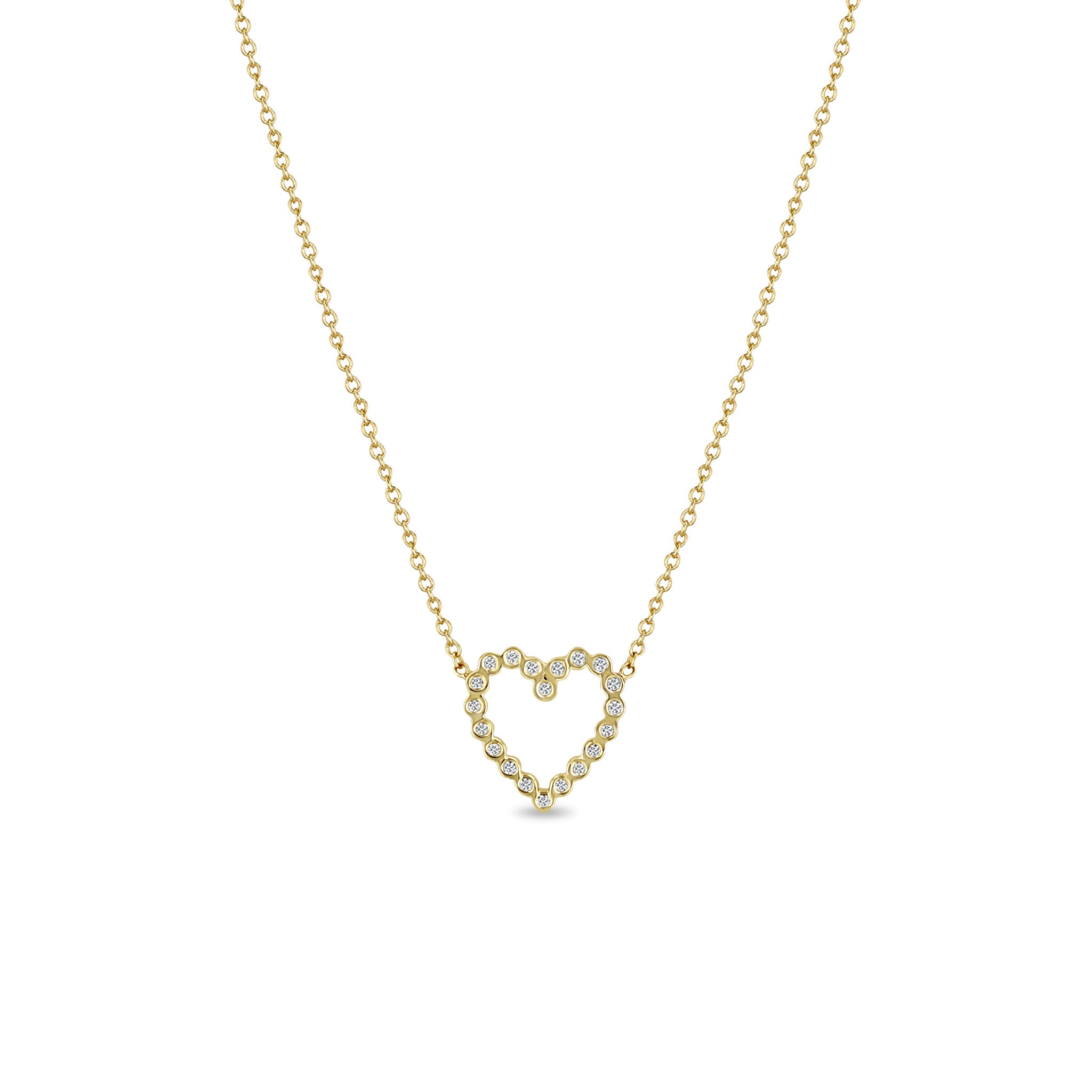 Small Bezel Set Open Heart Necklace