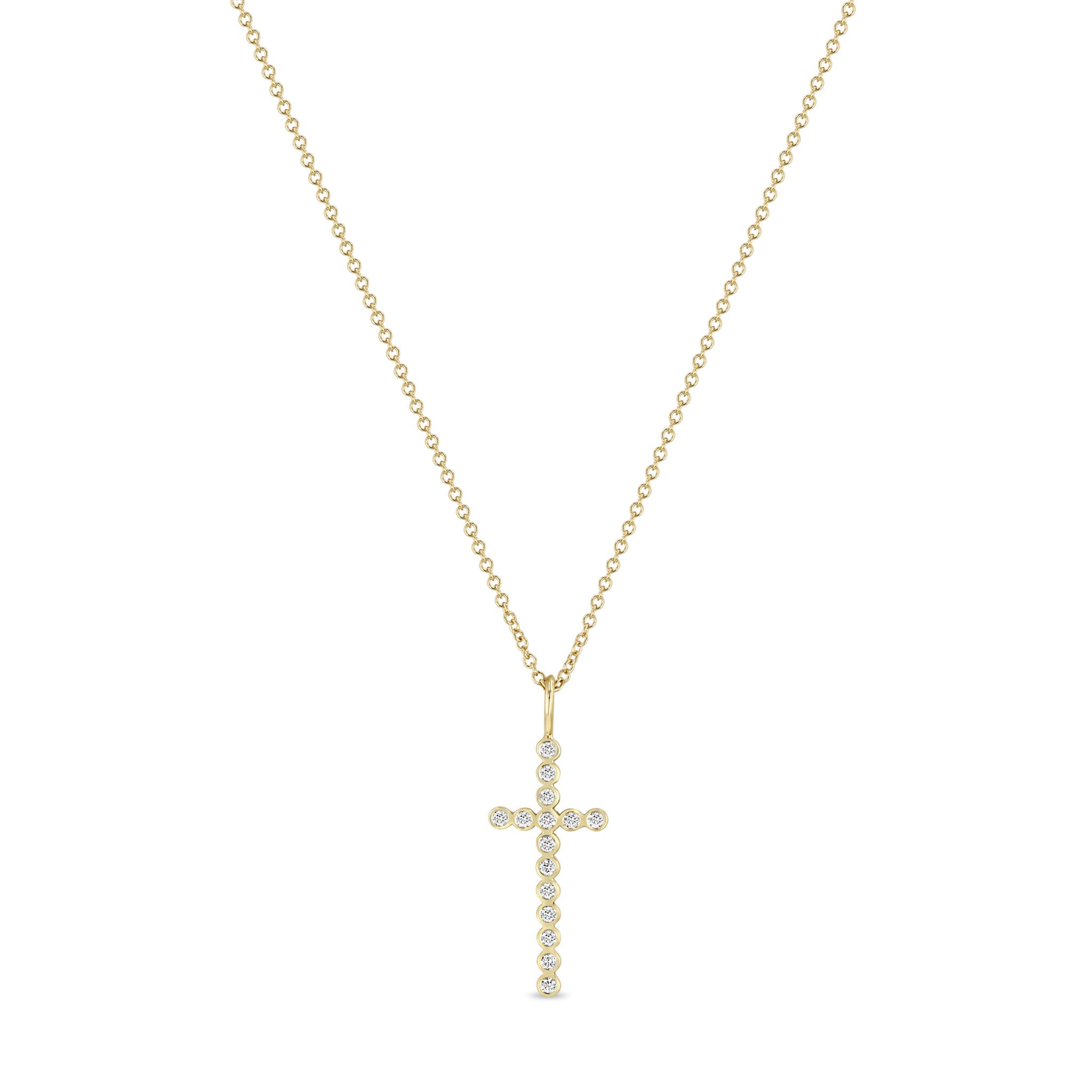 Gold Bezel Cross Necklace