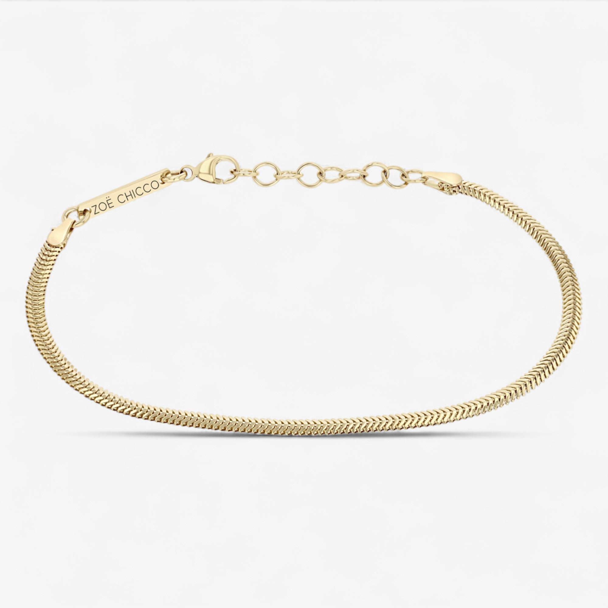 Small Gold Oval Snake Chain Bracelet