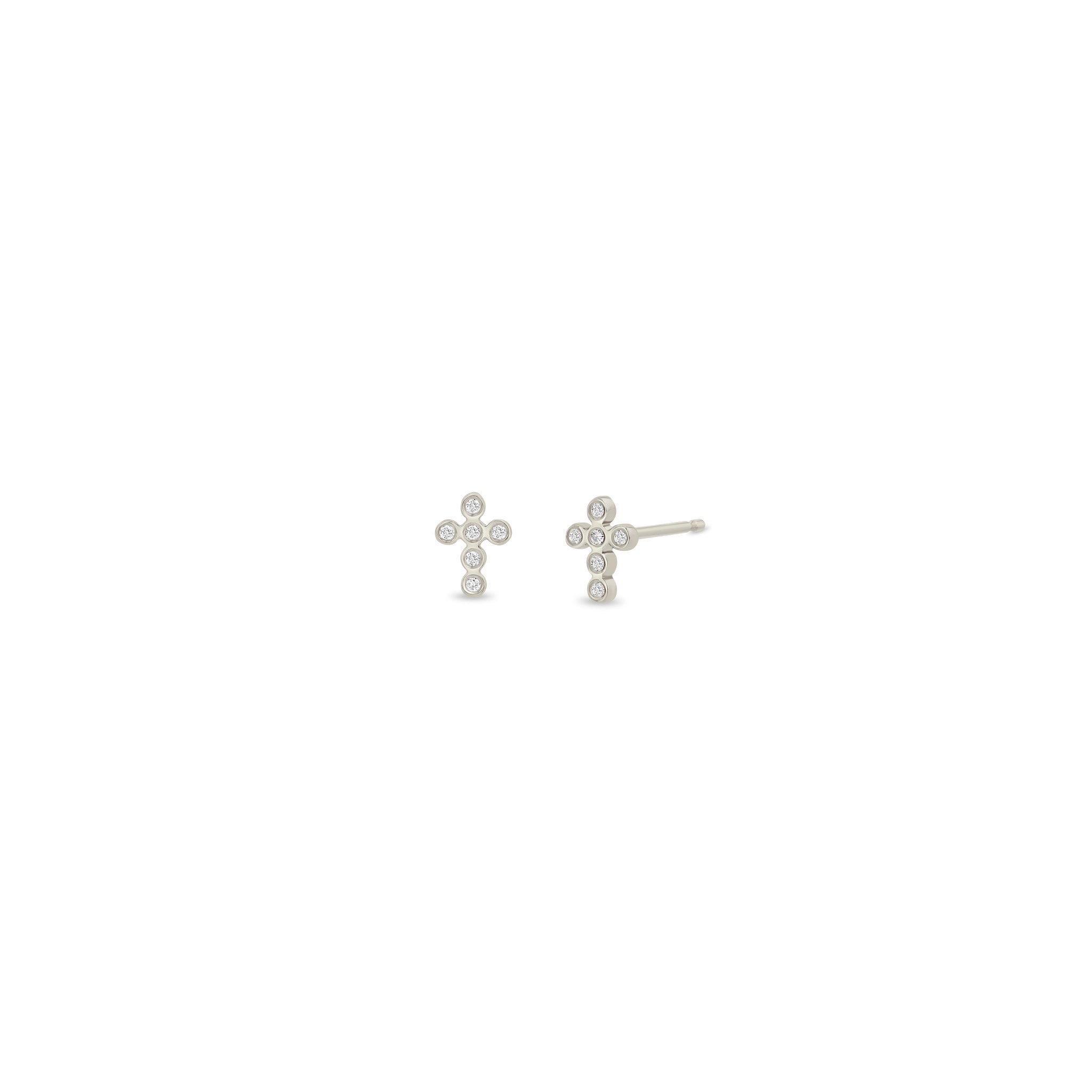 Tiny Diamond Bezel Cross Studs