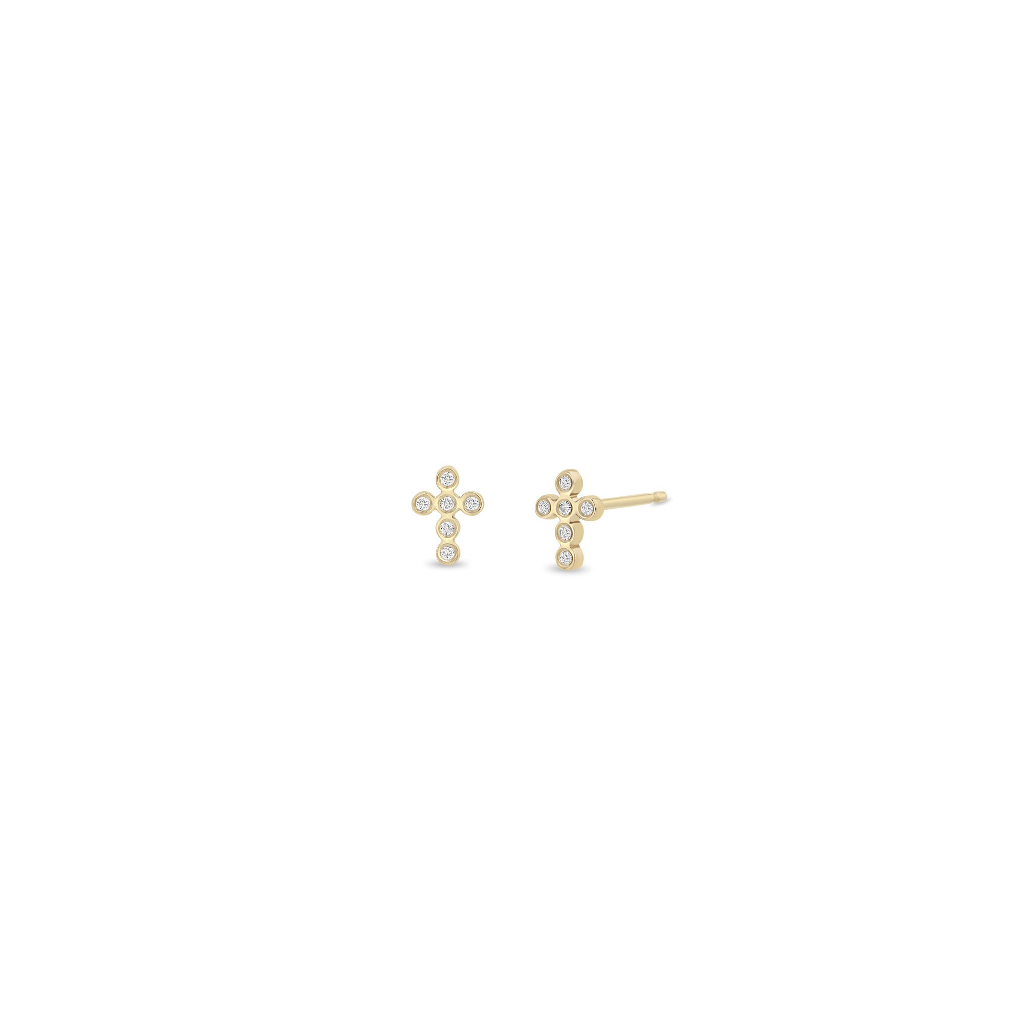 Tiny Diamond Bezel Cross Studs