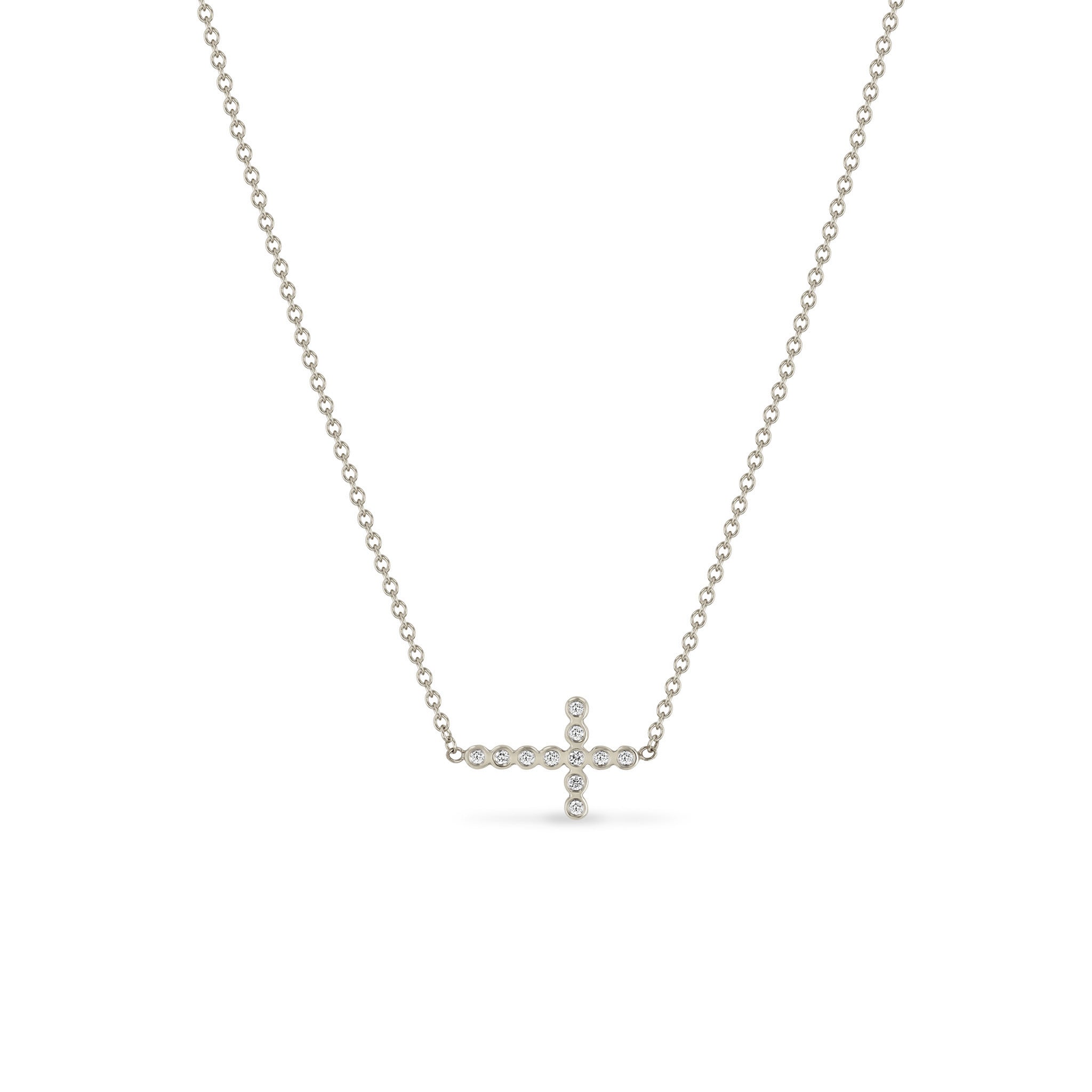 Small Gold Bezel Cross Necklace