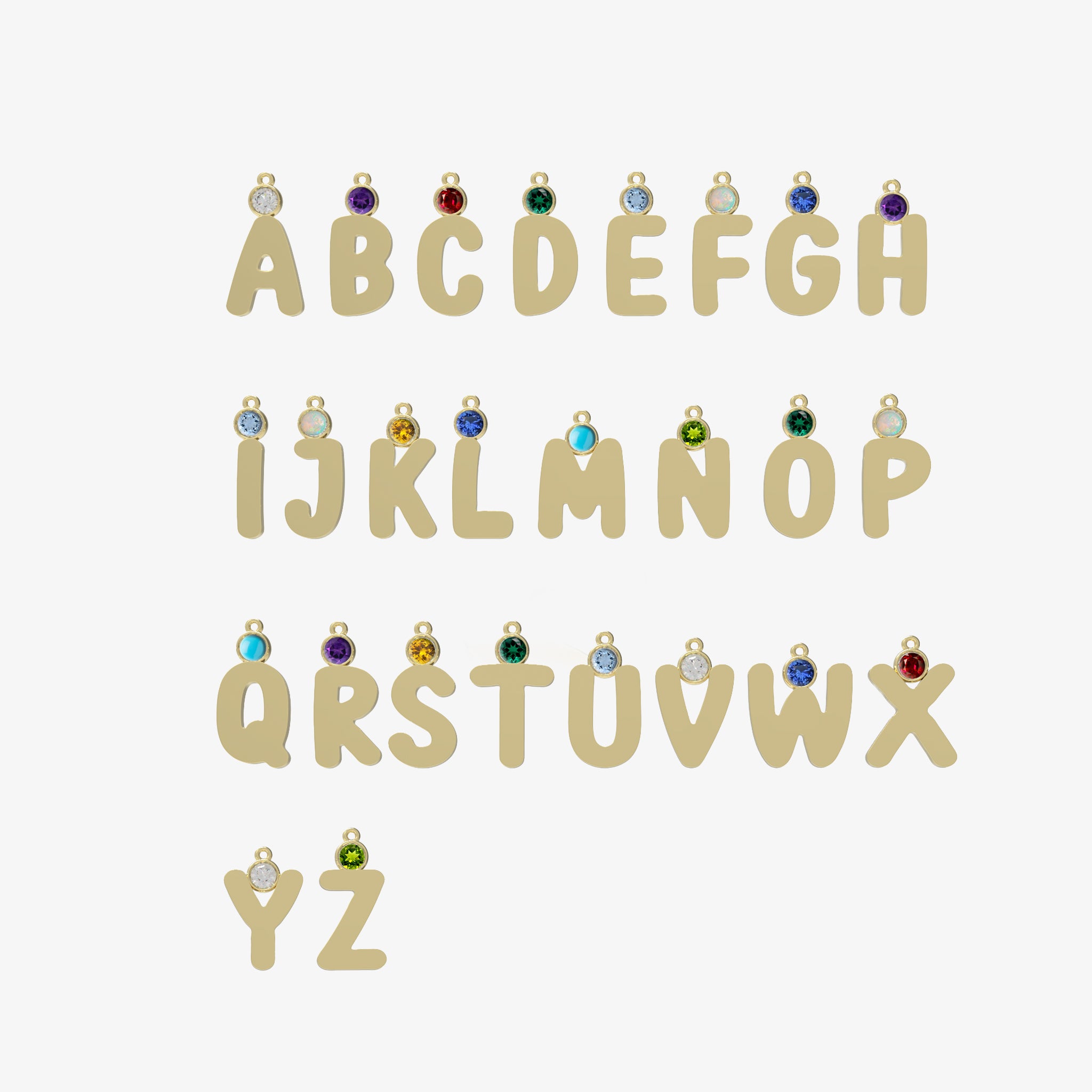 Bubble Initial Birthstone Charm