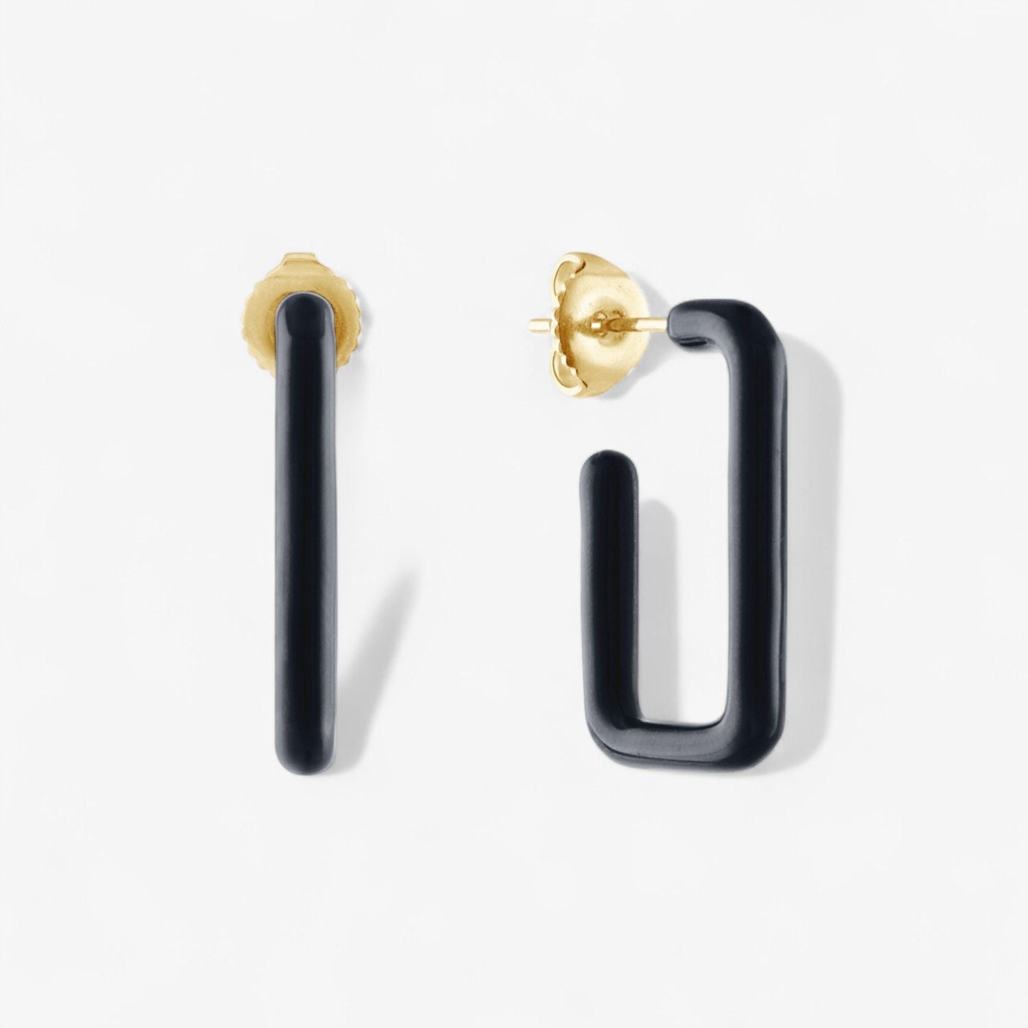 Vault Sale: Poppy Enamel Box Hoops Black