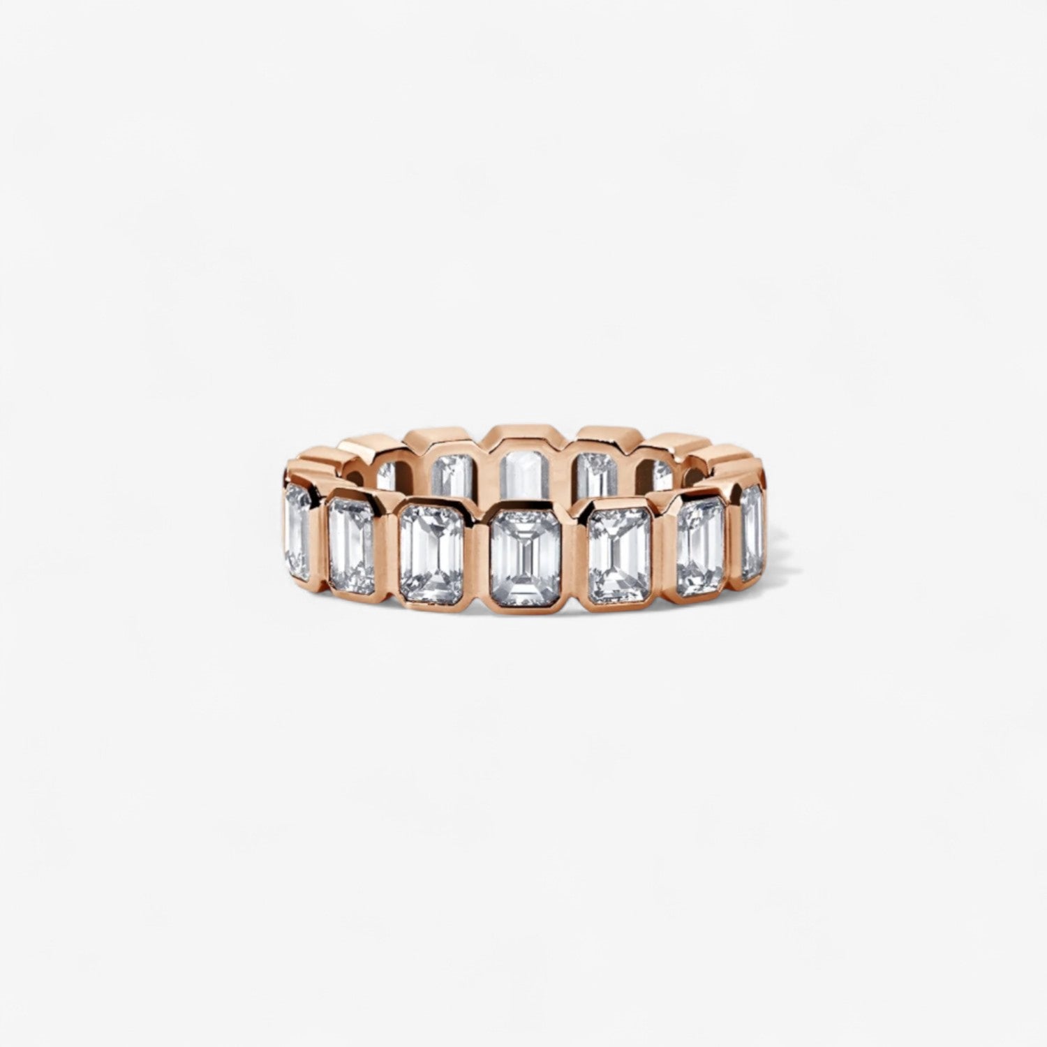 Bezel Set Emerald Cut Eternity Band 4.94ct