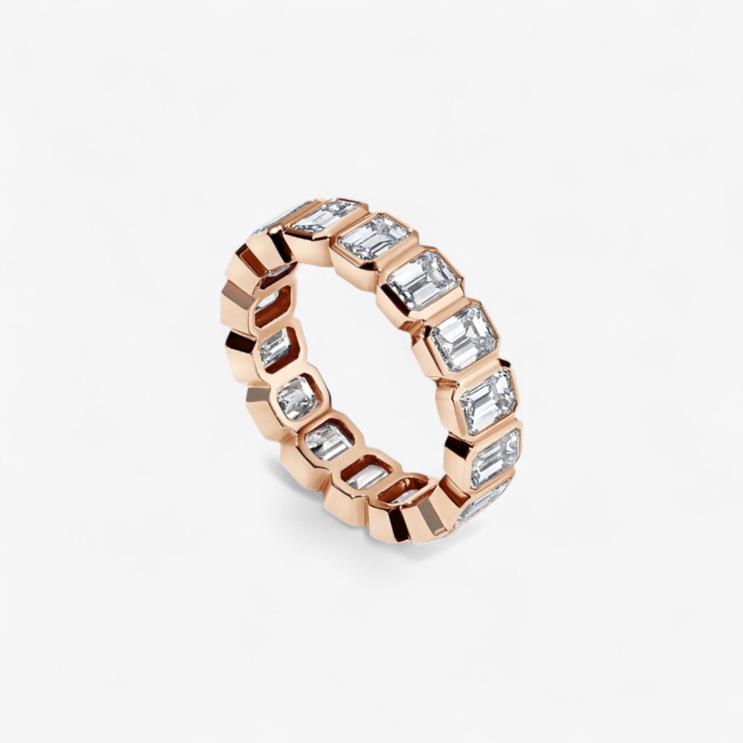 Bezel Set Emerald Cut Eternity Band 4.94ct