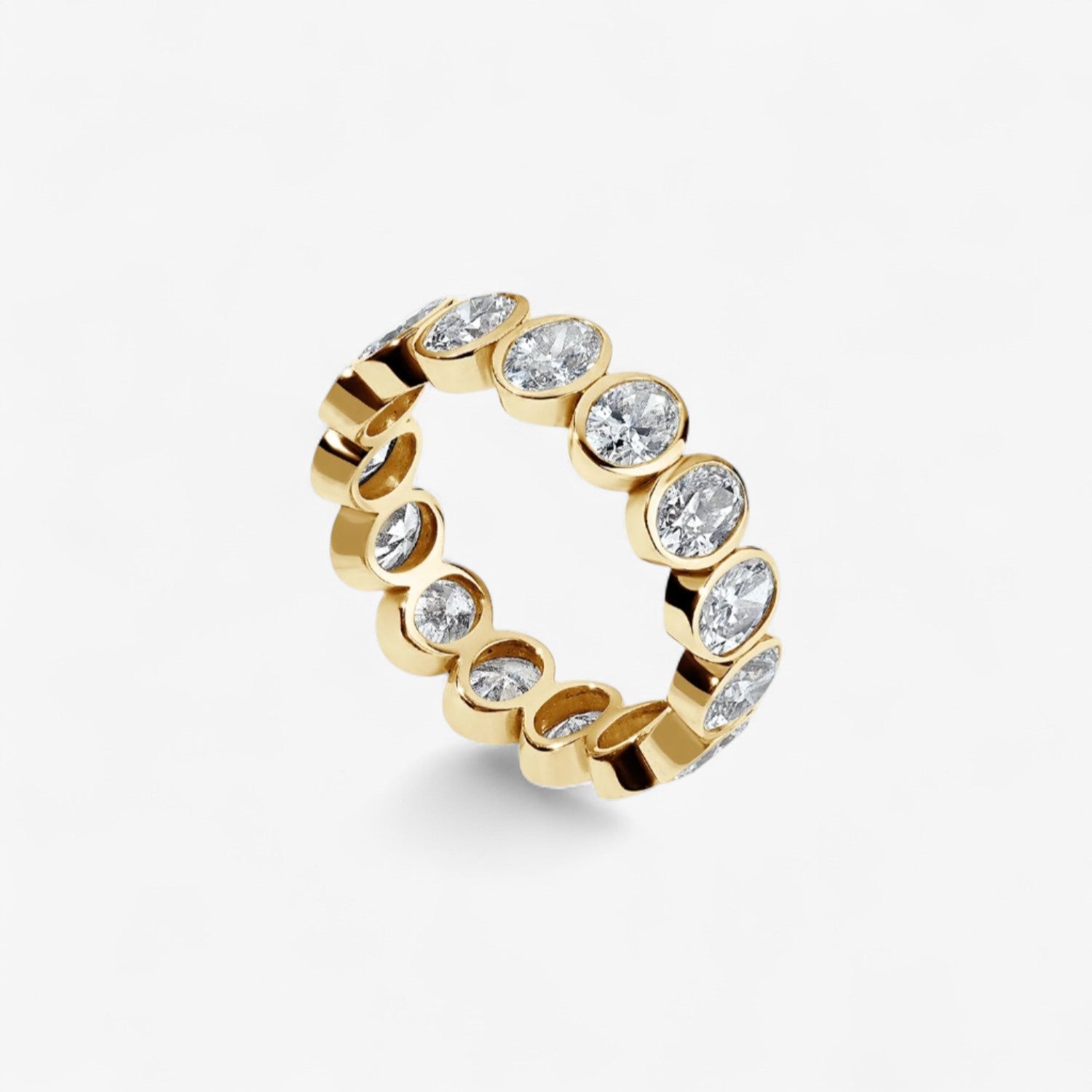 Bezel Set Oval Cut Eternity Band 3.21ct