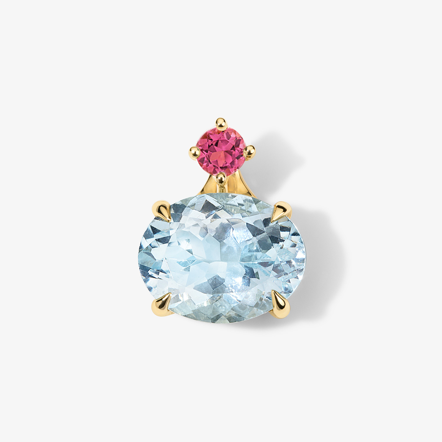 Candy Confetti Oval Aquamarine Pendant 14K Yellow Gold Pendant Only