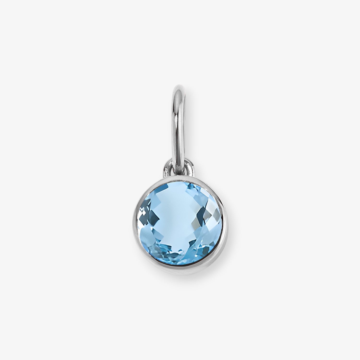 Margot Blue Topaz Birthstone Bezel Charm 14K White Gold Small