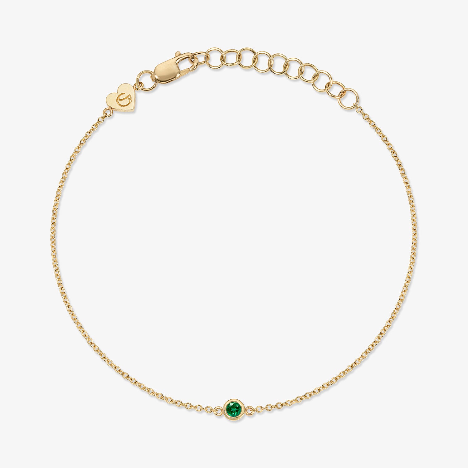 Margot Birthstone Bezel Chain Bracelet 14K Yellow Gold Emerald