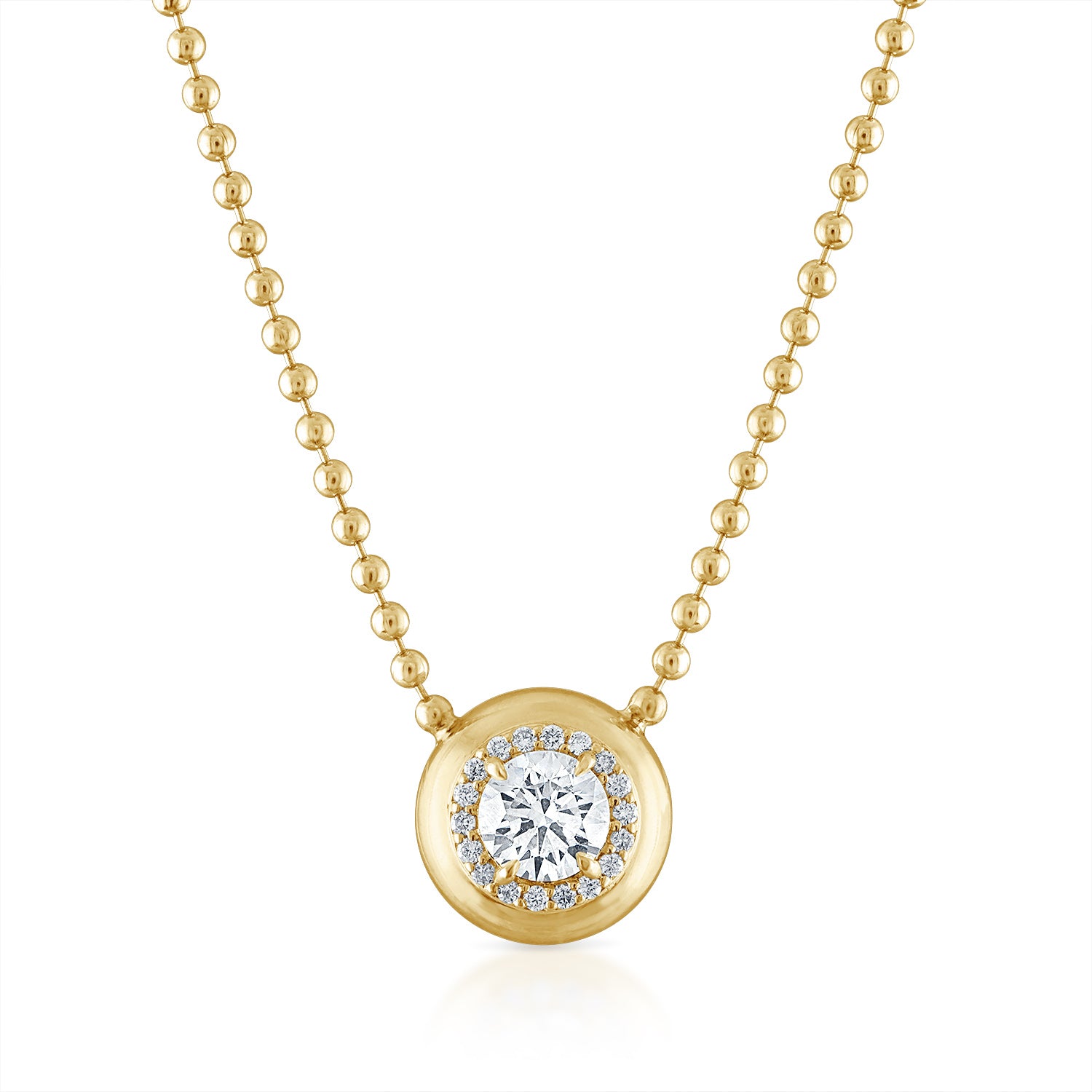 Petite Diamond Button Bead Chain Necklace in Yellow Gold