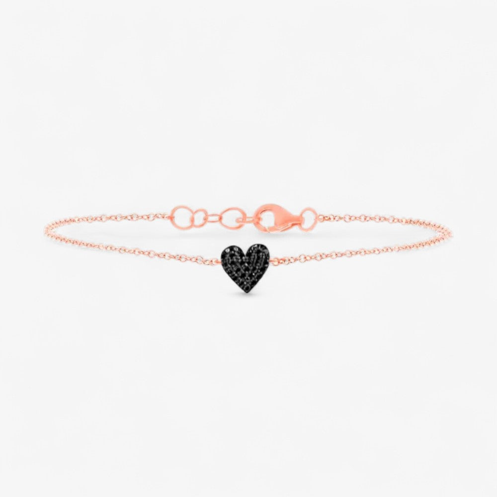 Black Diamond Mini Pave Heart Bracelet