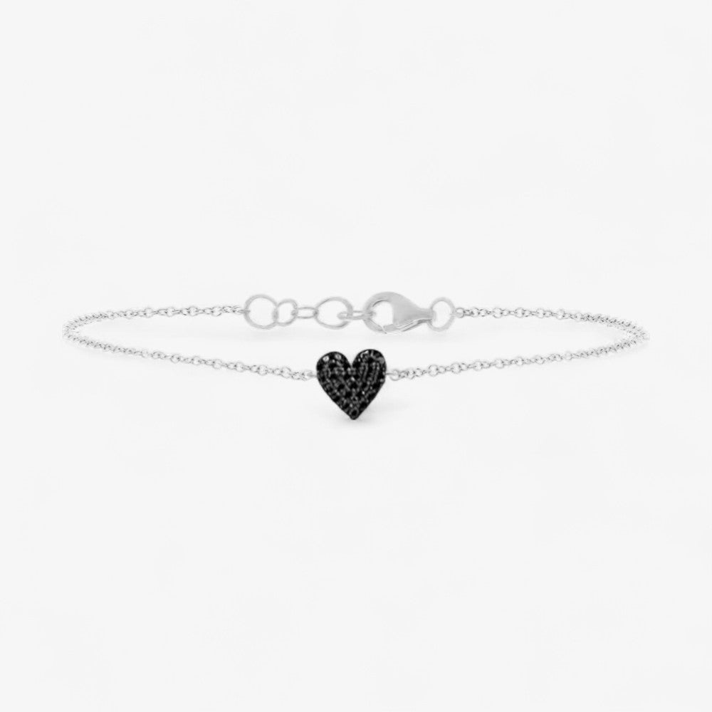 Black Diamond Mini Pave Heart Bracelet