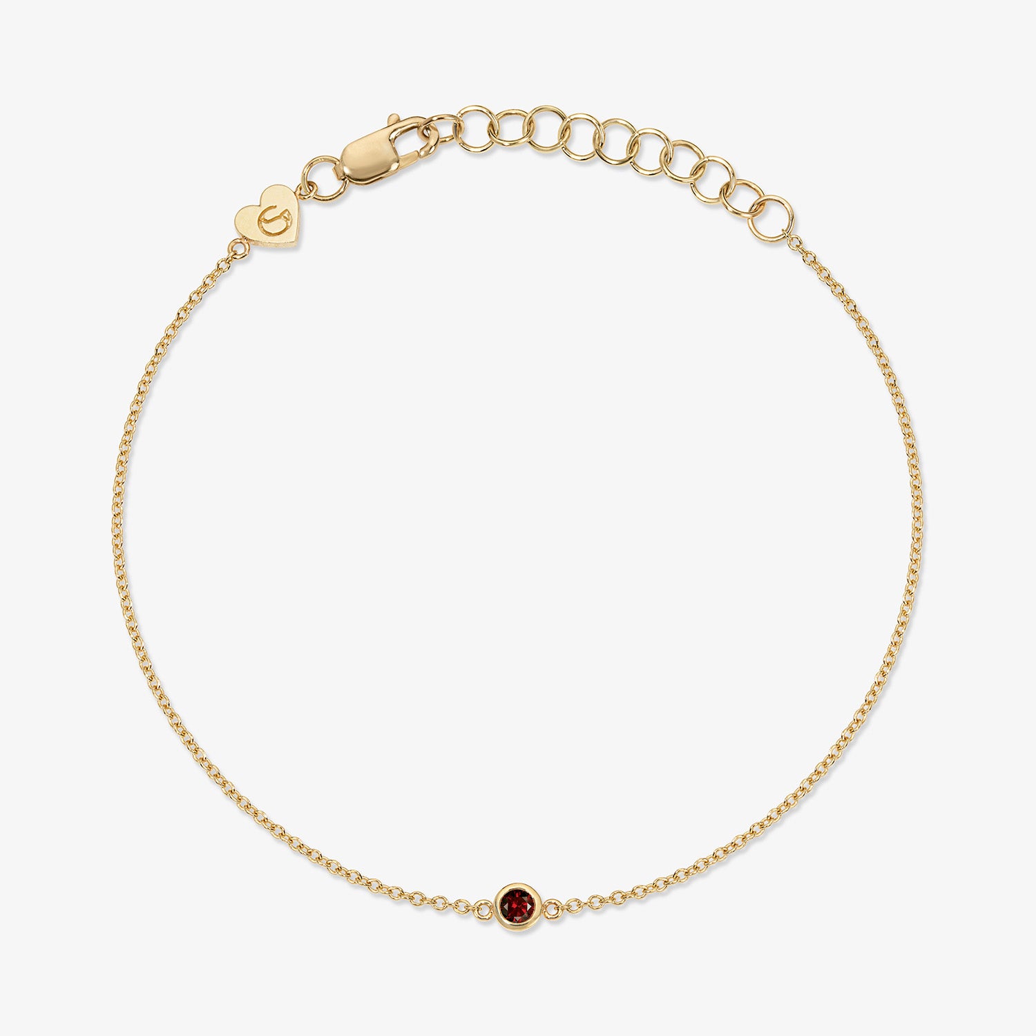Margot Birthstone Bezel Chain Bracelet 14K Yellow Gold Garnet