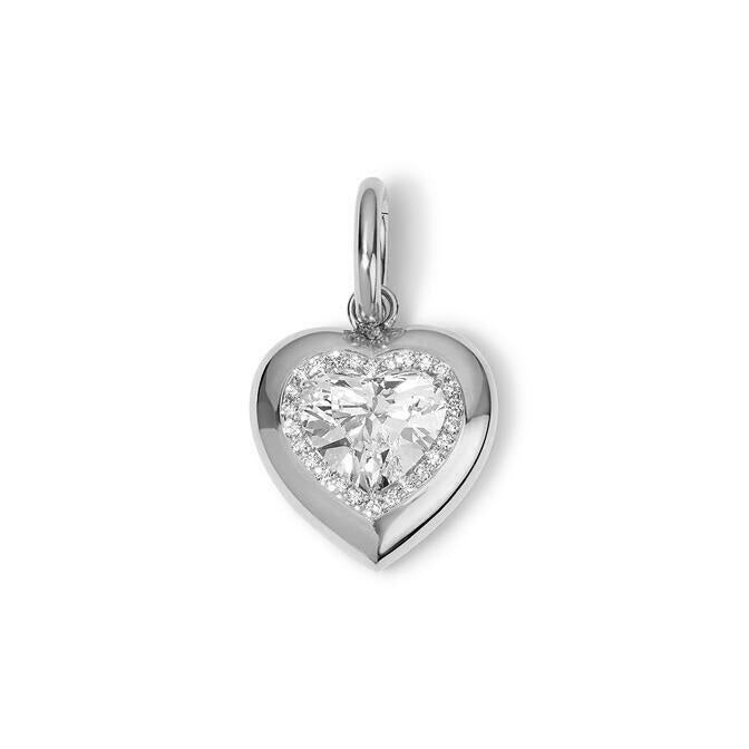 White Topaz Heart Button Charm