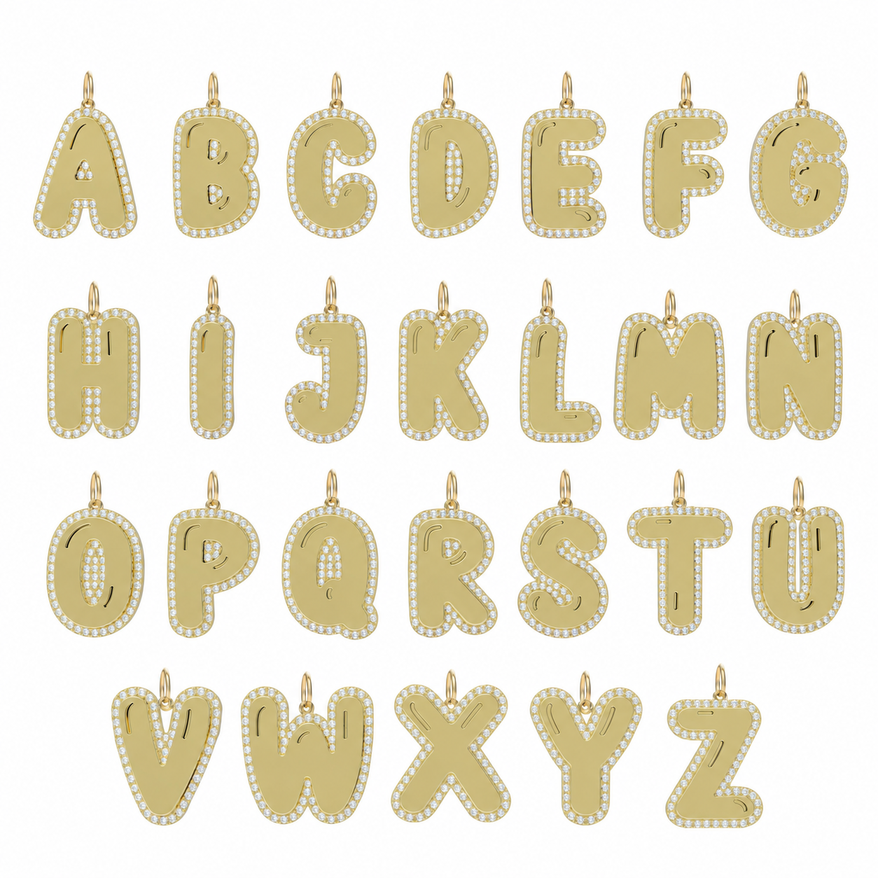 Jumbo Bubble Initial With Pave Outline Charm