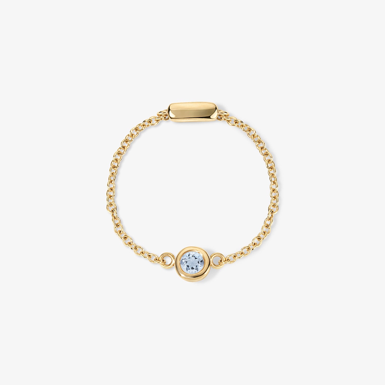 Margot Birthstone Bezel Chain Ring 14K Yellow Gold Aquamarine