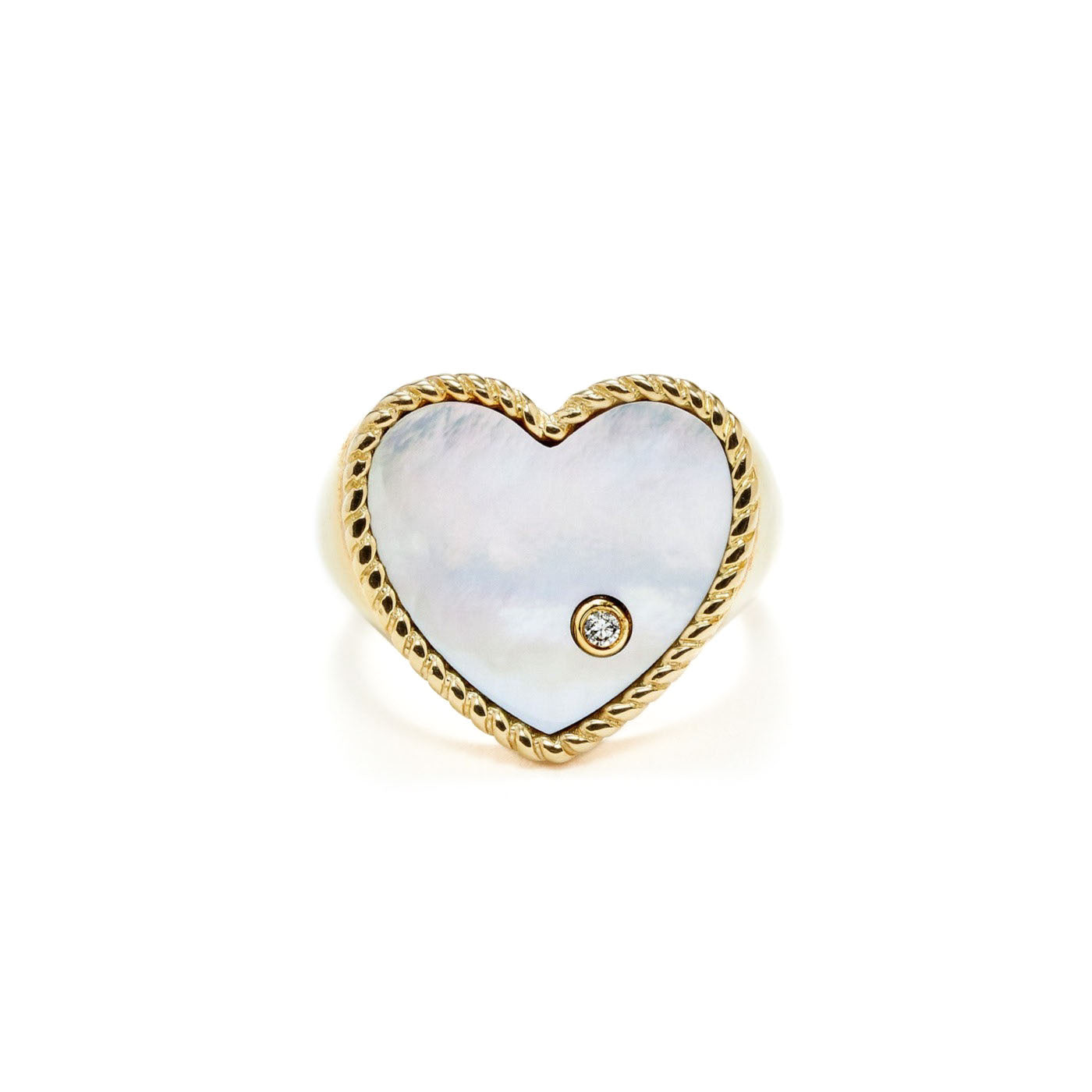 Gold Heart Gemstone Signet Ring
