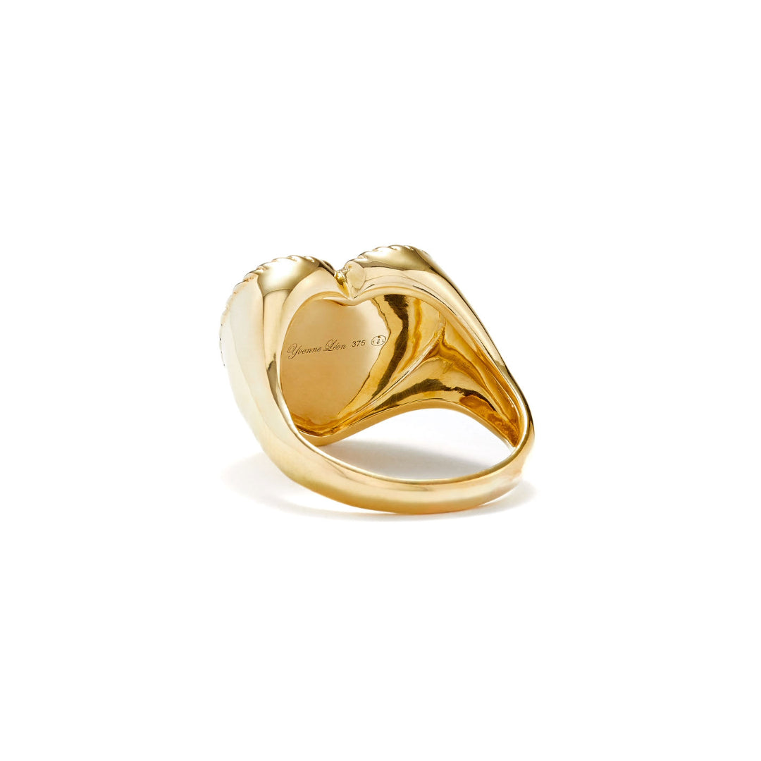 Gold Heart Gemstone Signet Ring