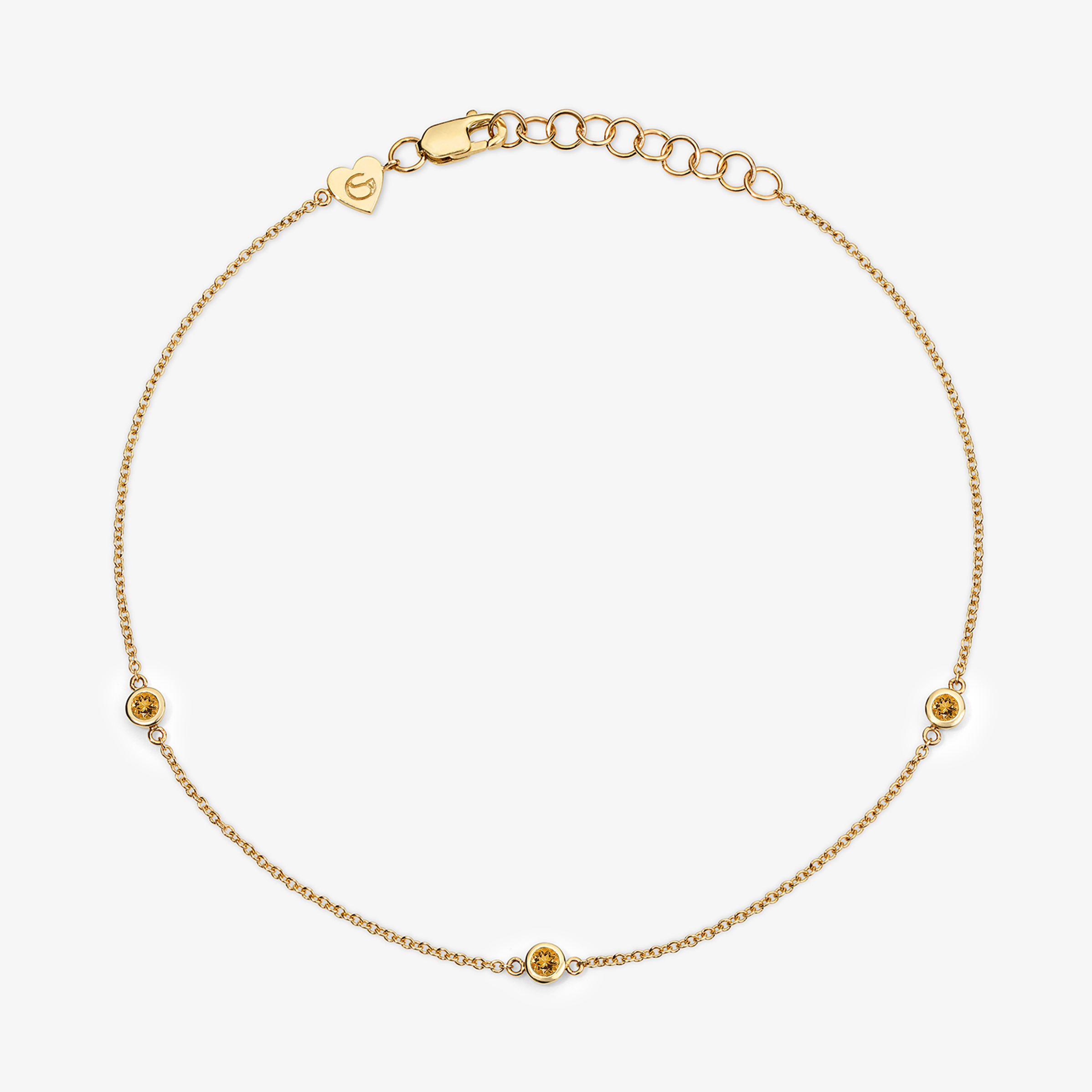 Margot Birthstone Bezel Anklet 14K Yellow Gold Citrine