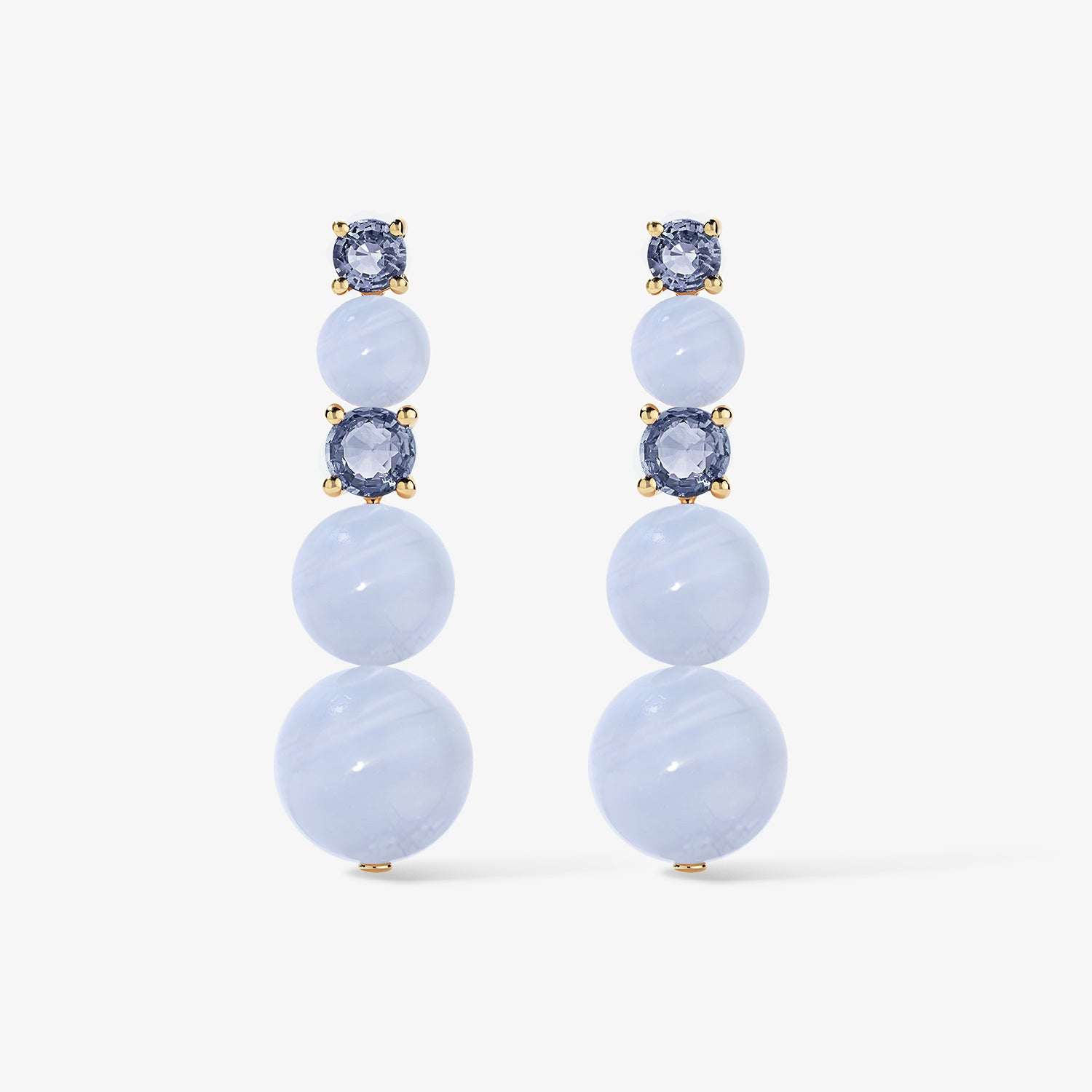 Grace Blue Lace Agate Graduated Drop Earrings