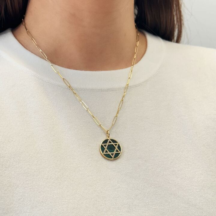 Malachite Star of David Pendant