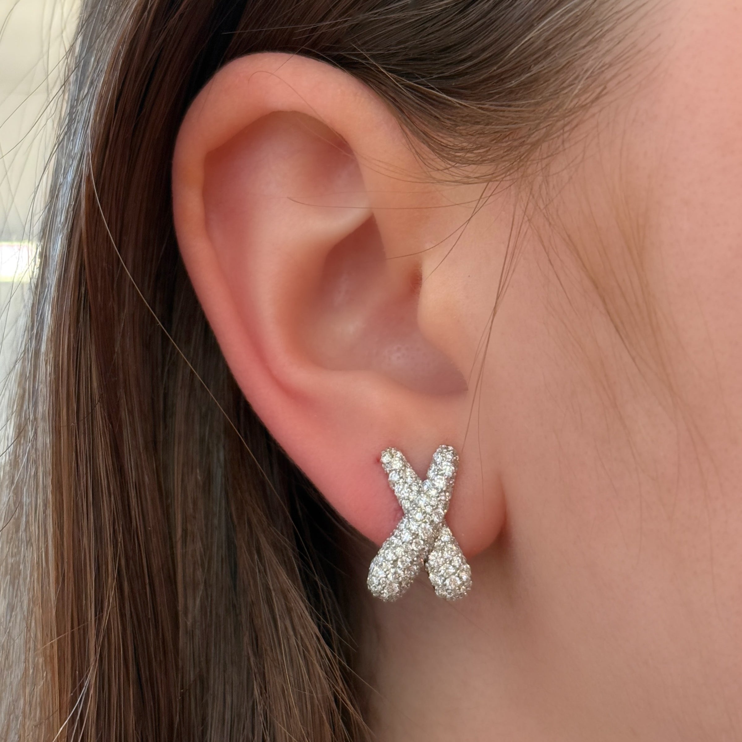 Diamond Crossover Earrings